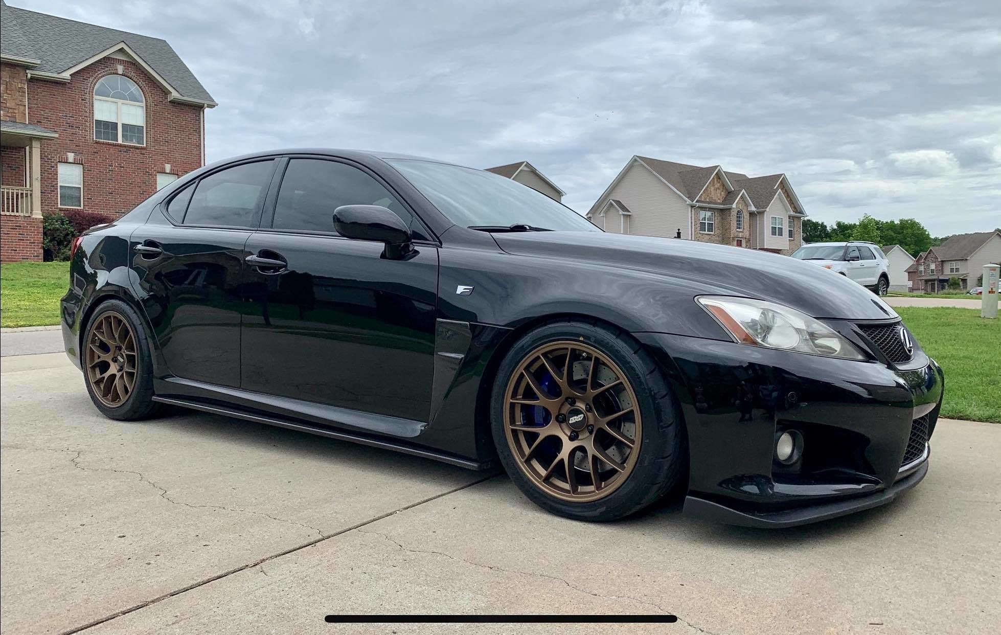 Black Lexus USE20 IS-F with 18" EC-7 Apex wheels in Satin Bronze