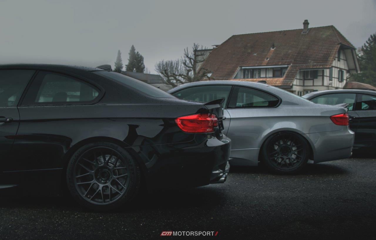 Red BMW M3 with 19" EC-7 Apex wheels in Satin Black