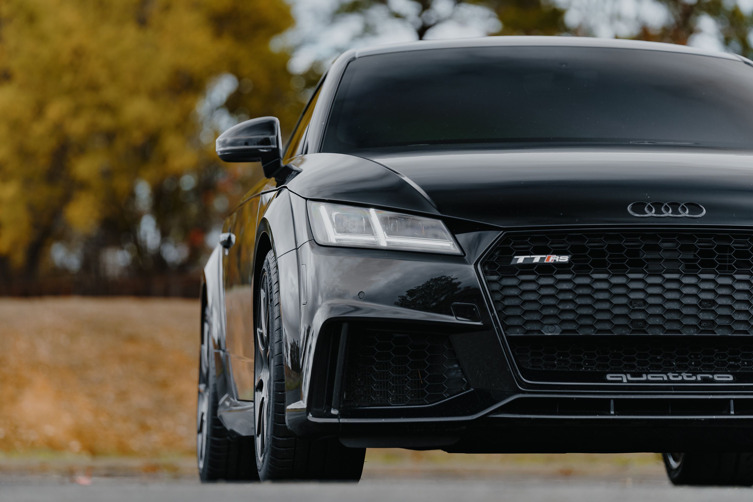 Black Audi FV/8S TT RS with 18" SM-10 Apex wheels in Anthracite