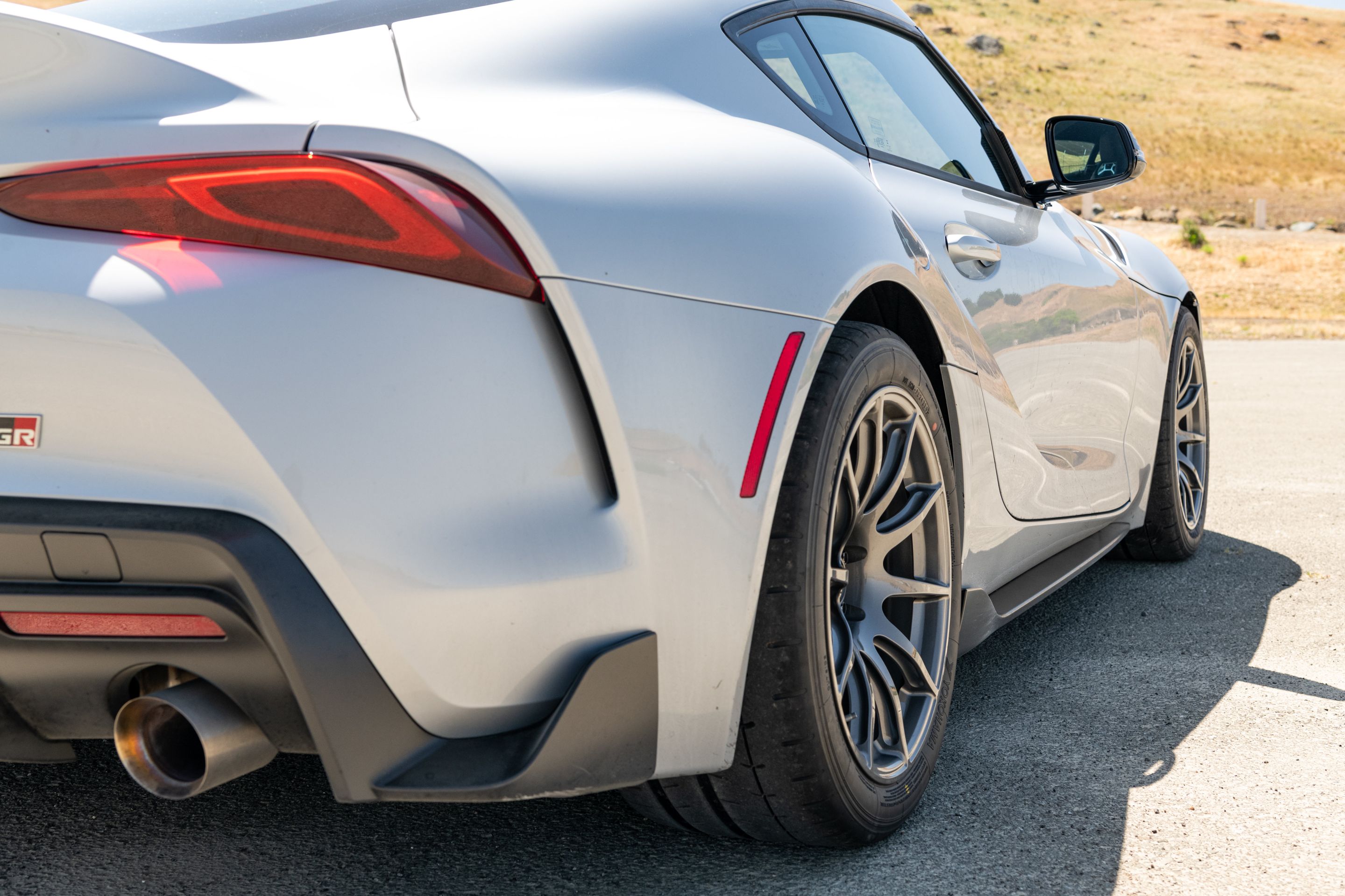 Silver Toyota GR Supra with 18" SM-10 Apex wheels in Anthracite
