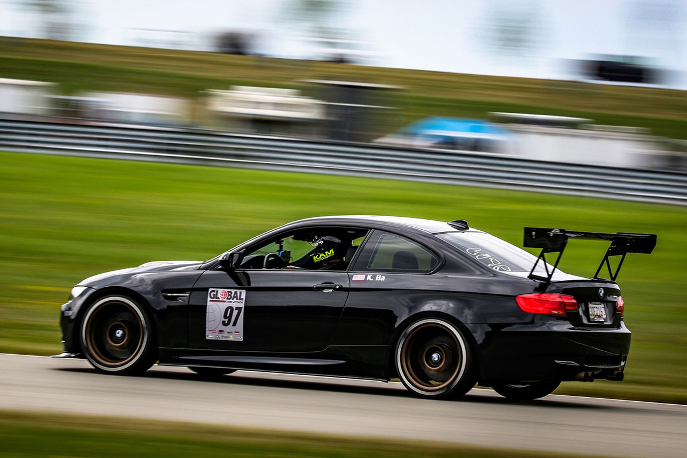 Black BMW E92 Coupe M3 with 18" ARC-8 Apex wheels in Satin Bronze