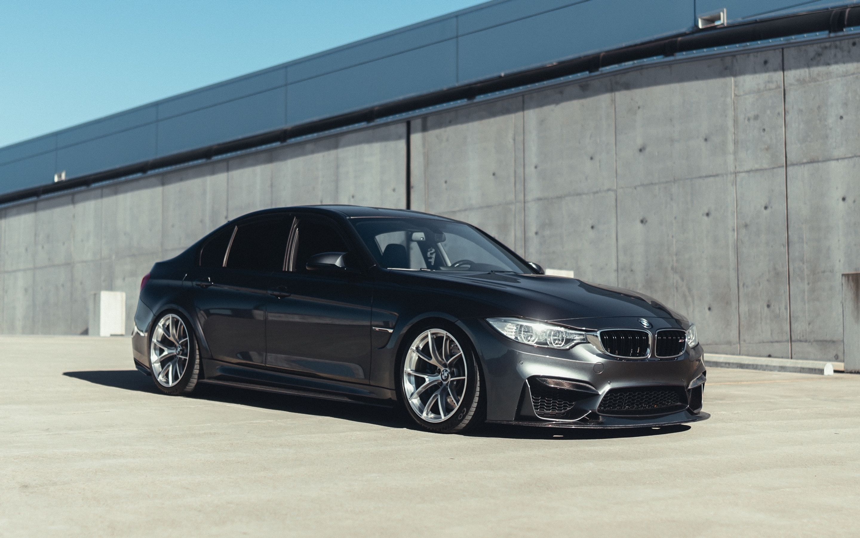 Grey BMW F80 M3 with 19" VS-5RS Apex wheels in Brushed Clear