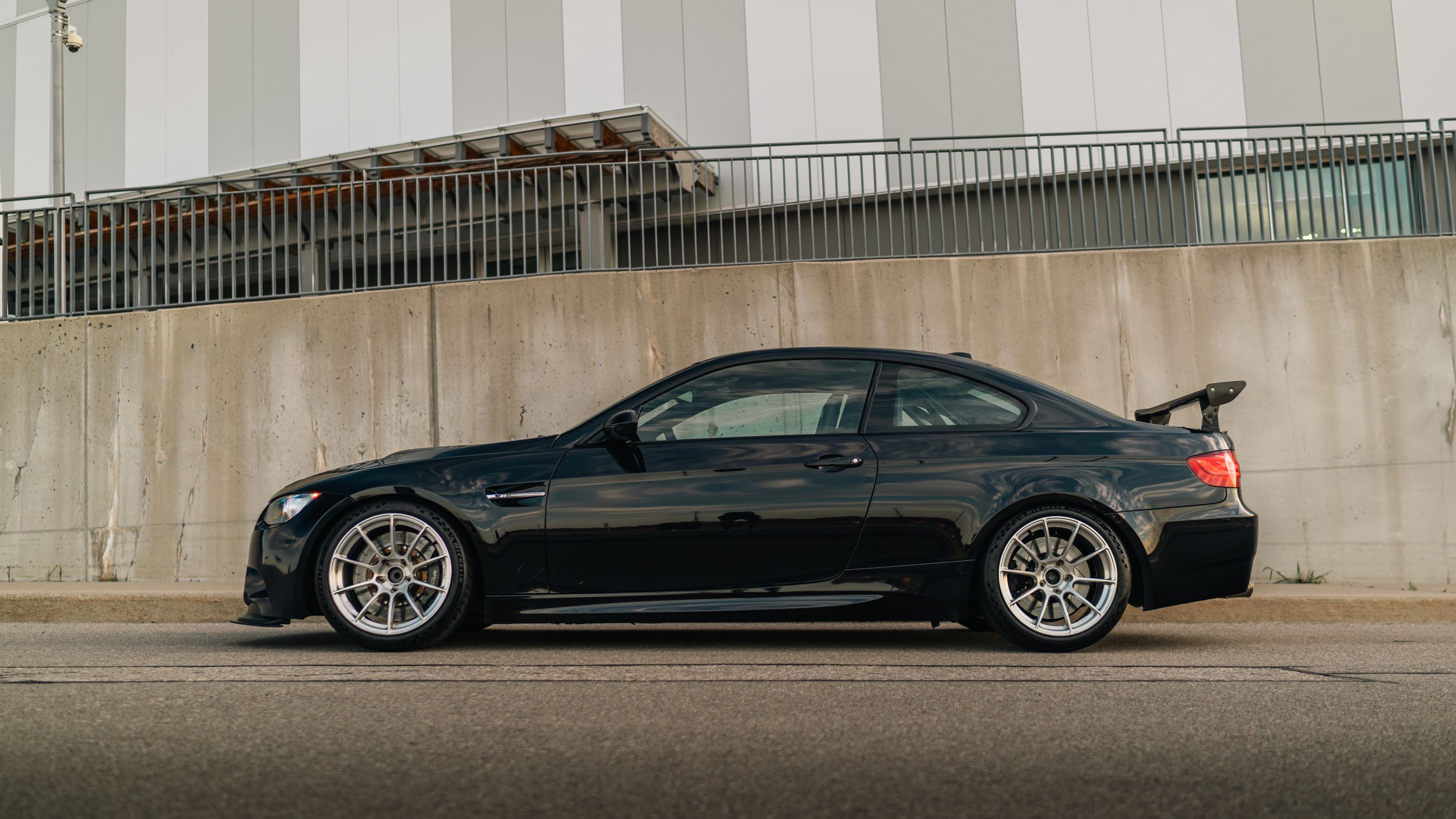 Black BMW E92 Coupe M3 with 18" SM-10RS Apex wheels in Brushed Clear