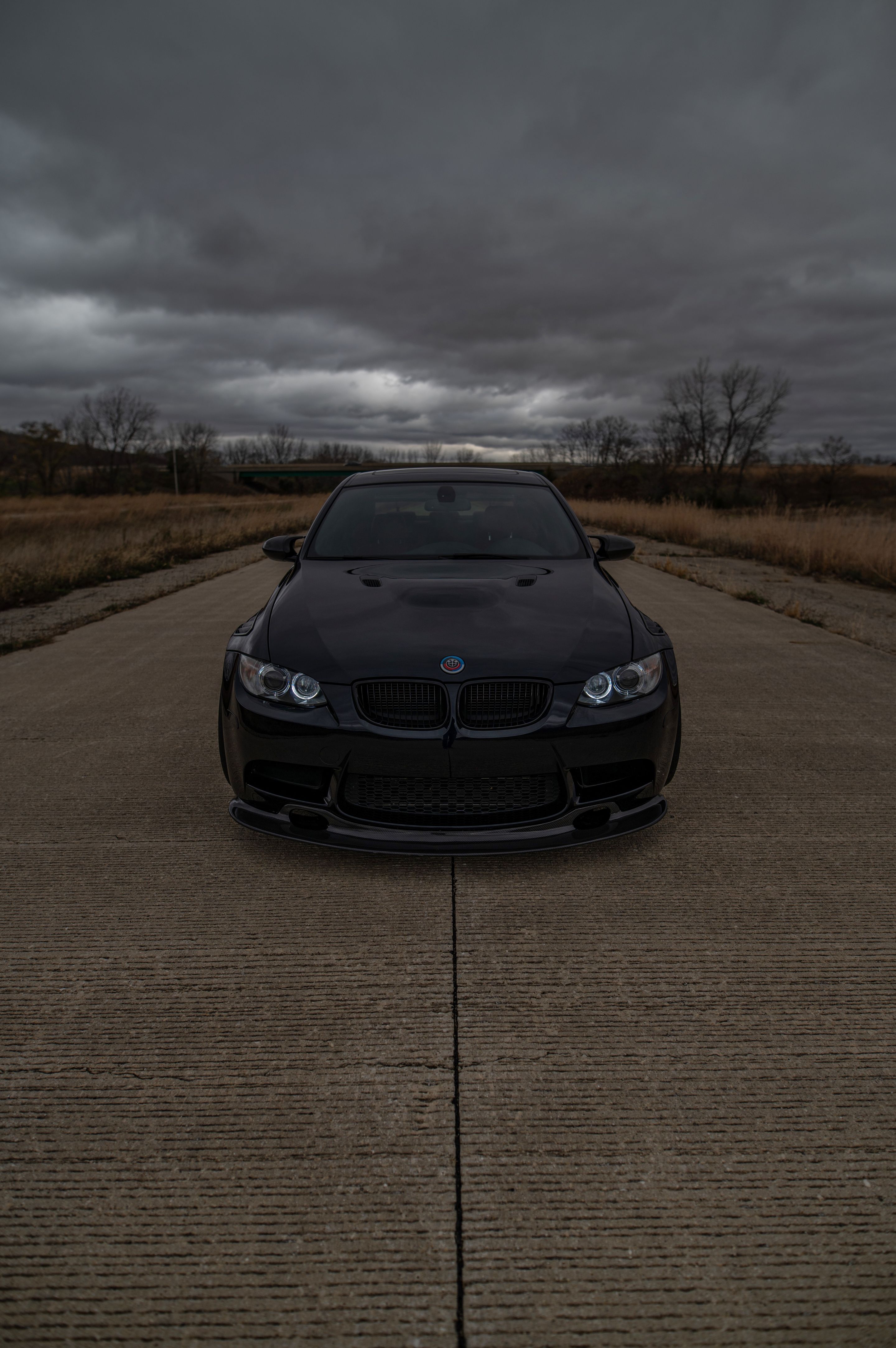 Black BMW E90 Sedan M3 with 18" ARC-8 Apex wheels in Satin Black