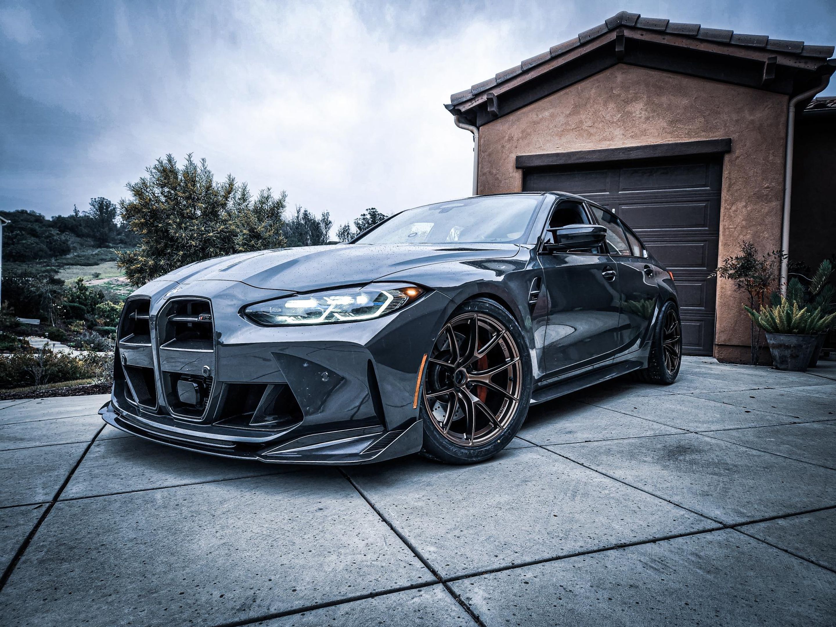 Grey BMW G80 M3 with 19" VS-5RS Apex wheels in Satin Bronze