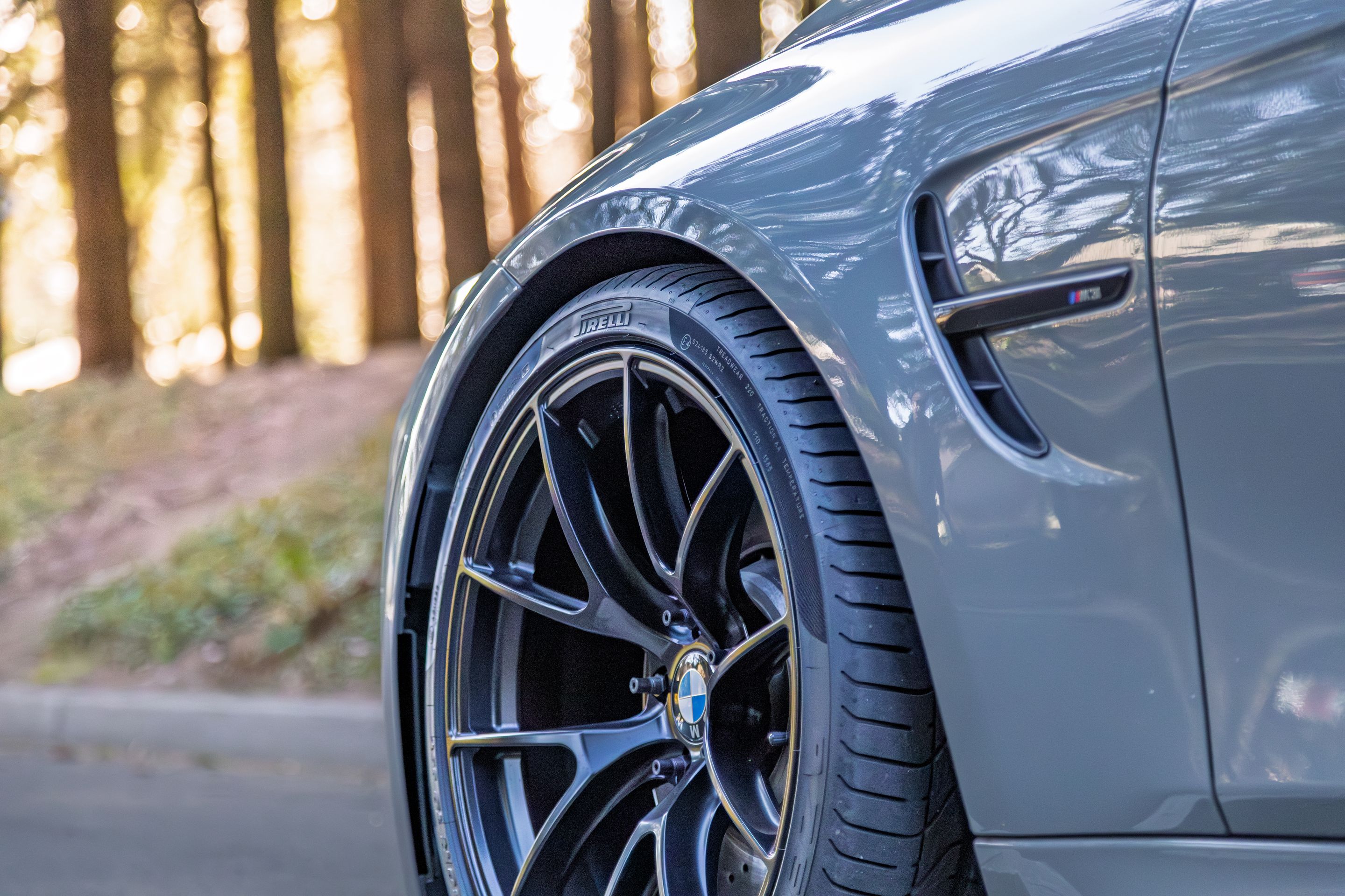 Grey BMW F80 M3 with 19" VS-5RS Apex wheels in Satin Black