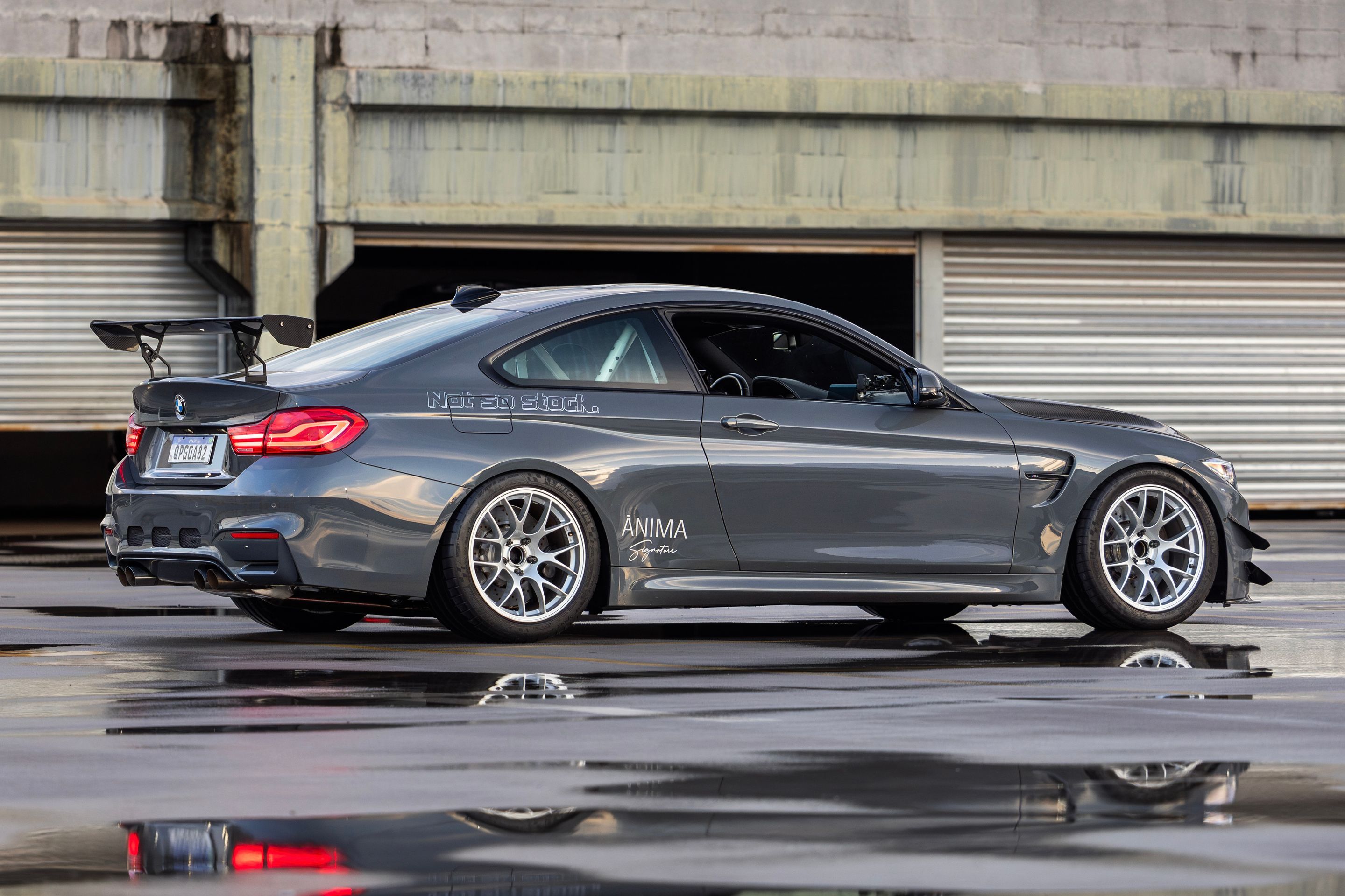 Grey BMW F82 Coupe M4 with 18" EC-7 Apex wheels in Race Silver