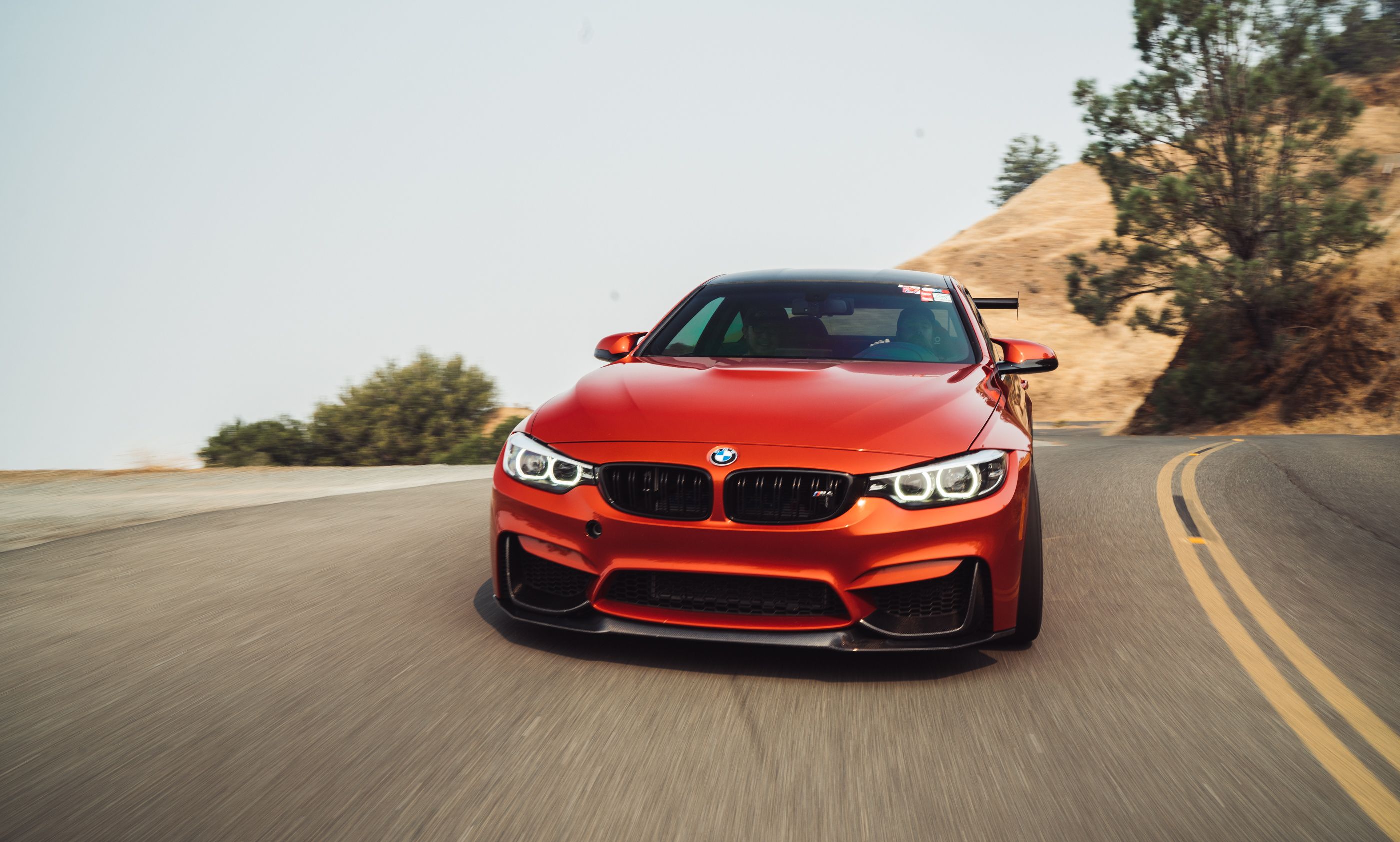 Orange BMW F82 Coupe M4 with 18" VS-5RS Apex wheels in Brushed Clear