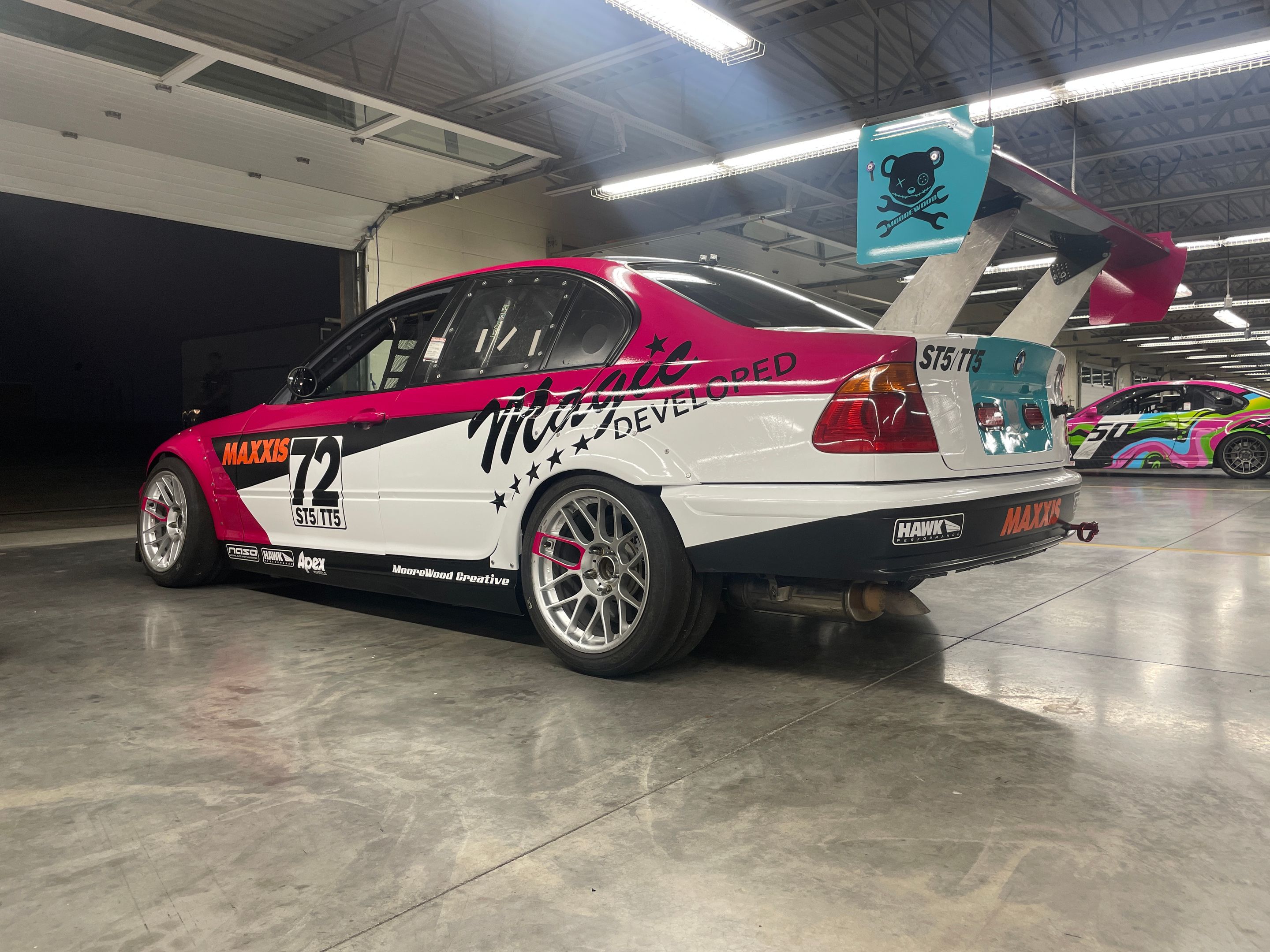 Multicolor BMW E46 3 Series with 17" ARC-8 Apex wheels in Hyper Silver