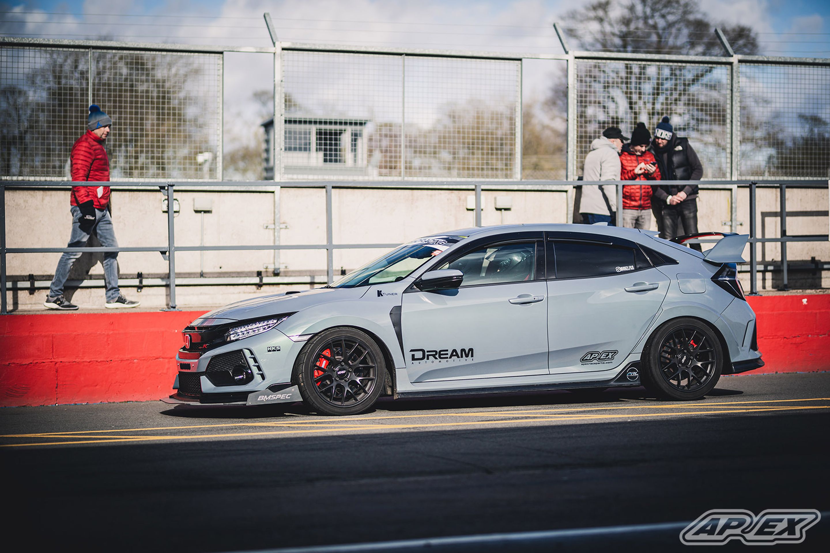 Grey Honda FK8 Civic Type-R with 18" EC-7 Apex wheels in Satin Black