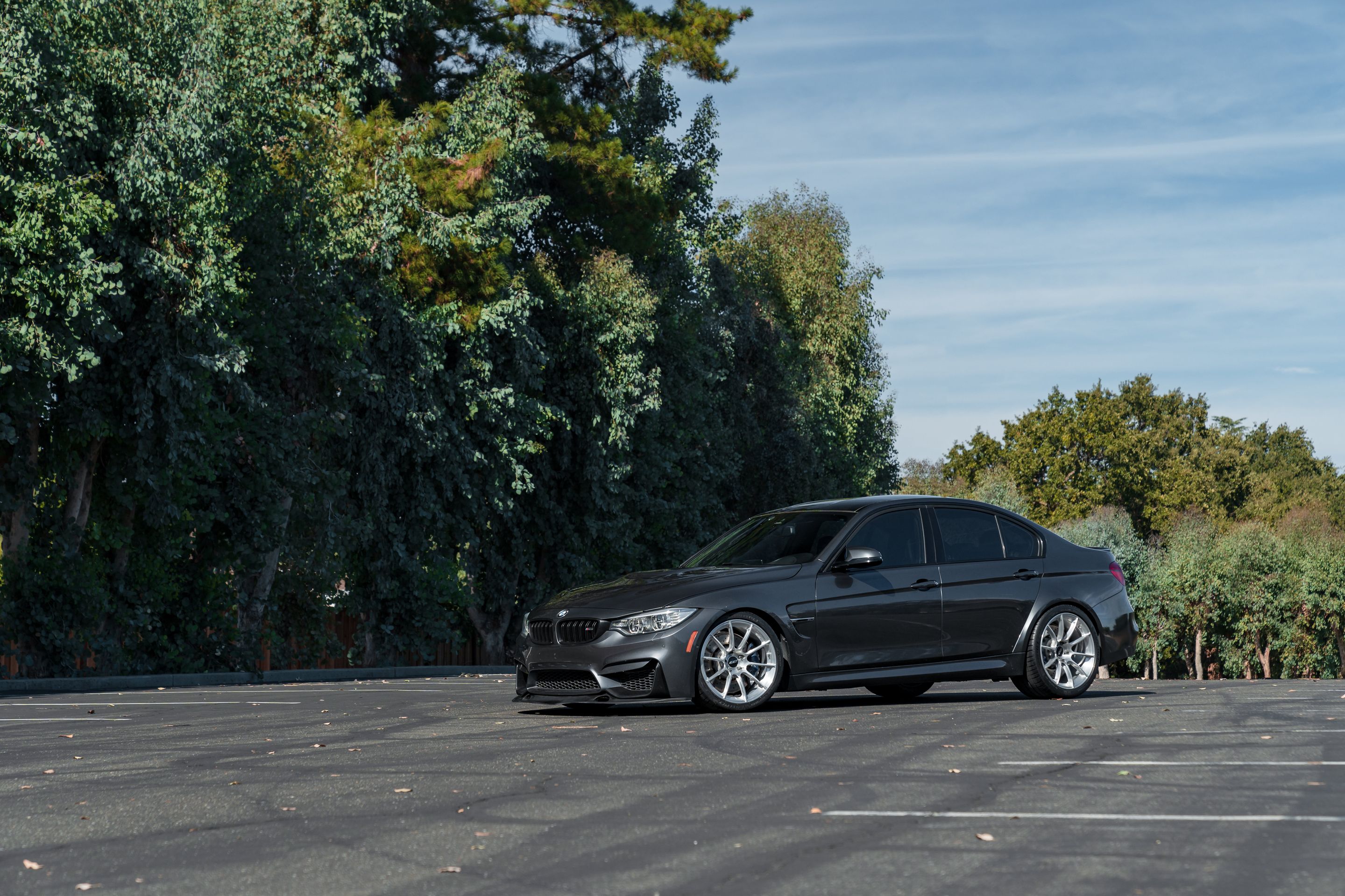 Grey BMW F80 M3 with 19" SM-10RS Apex wheels in Brushed Clear