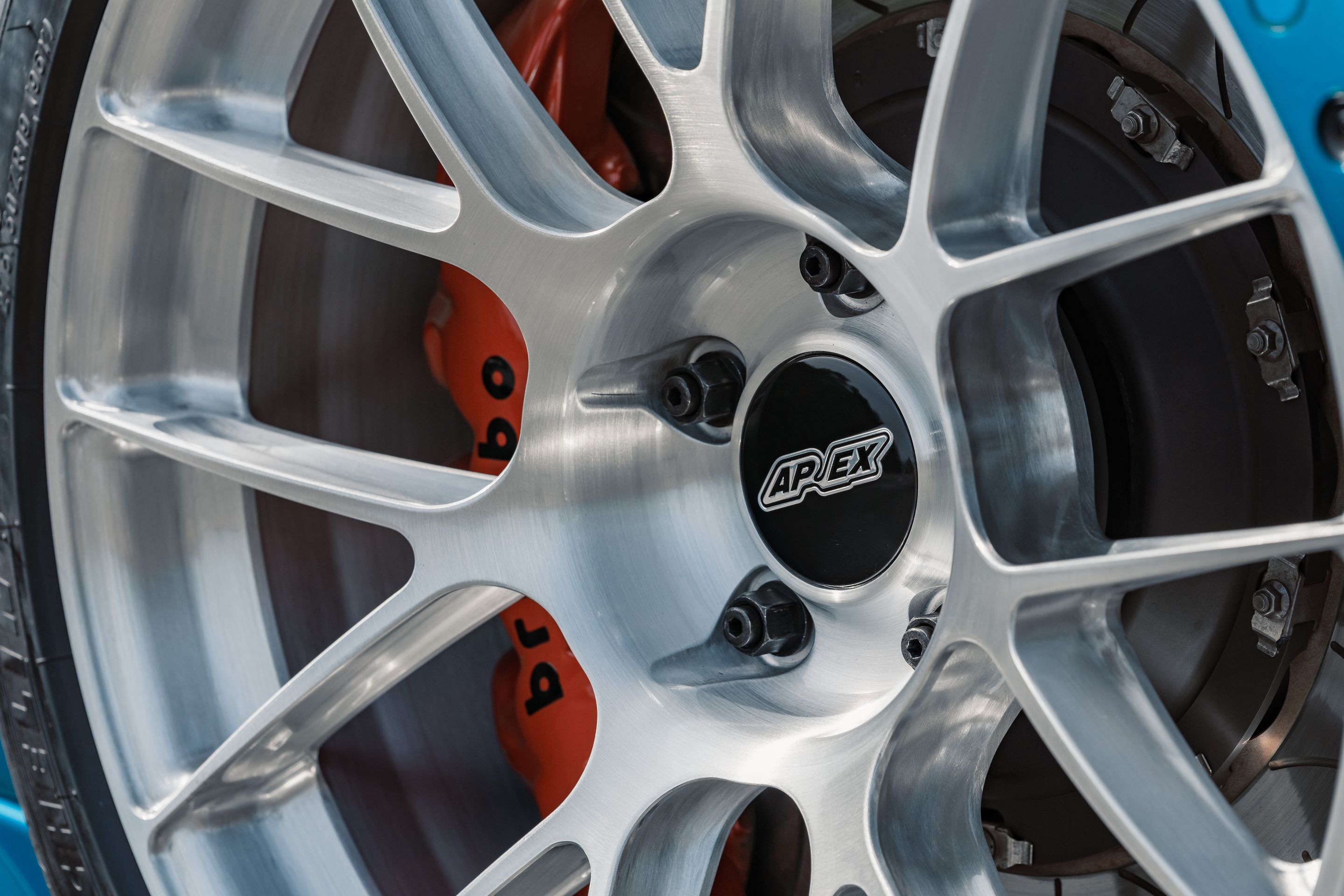 Blue BMW F80 M3 with 19" EC-7RS Apex wheels in Brushed Clear