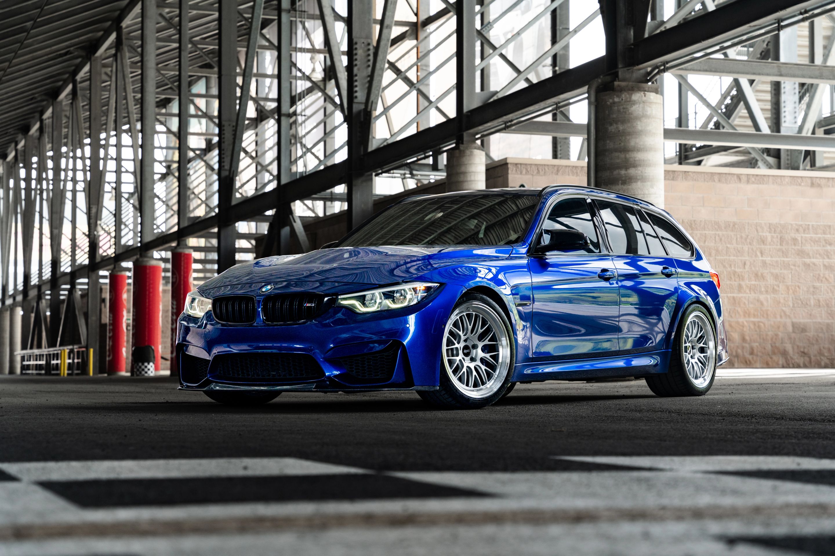 Blue BMW F80 M3 with 19" ML-10RT Apex wheels in Machined Lip Race Silver