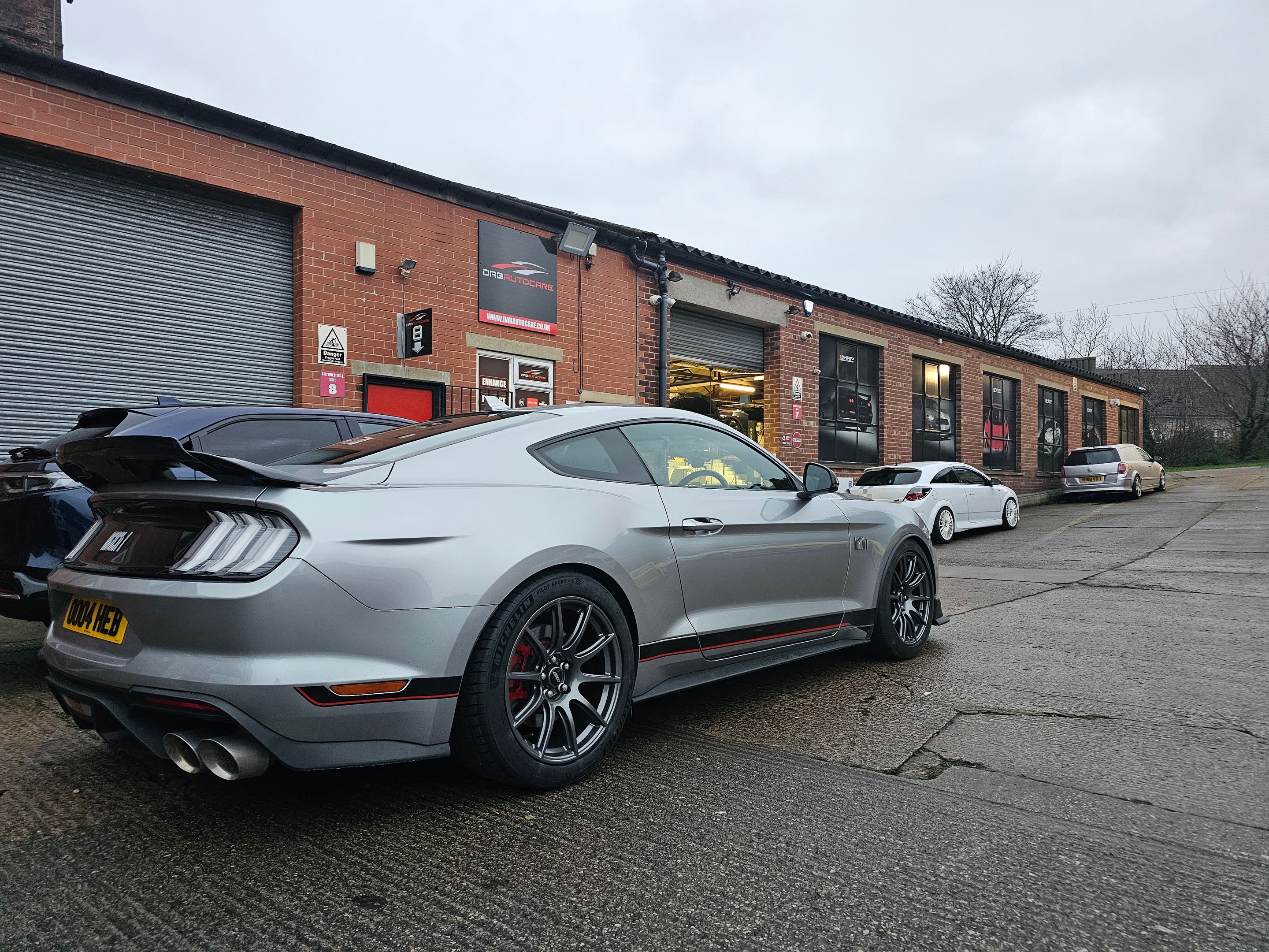 Grey Ford S550 Mustang Mach 1 with 19" SM-10 Apex wheels in Anthracite
