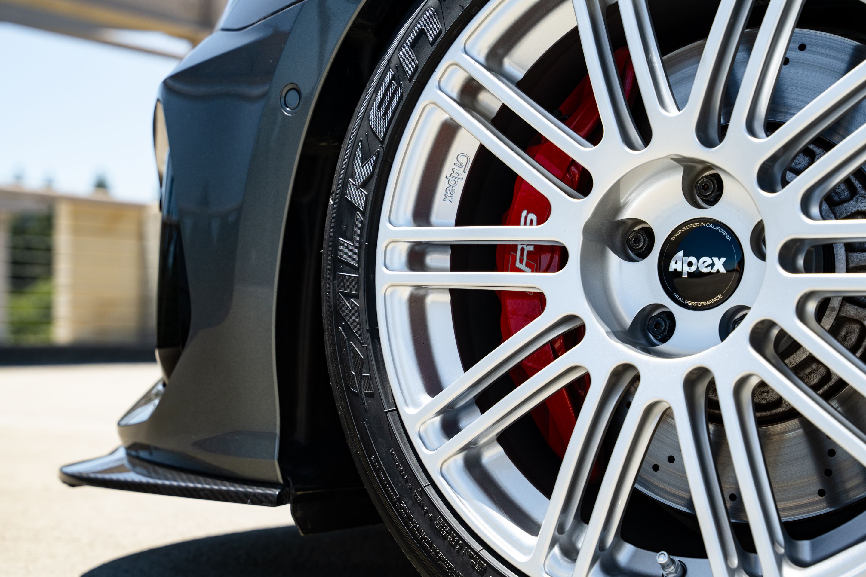 Grey Audi 8Y RS 3 with 18" TC-10RT Apex wheels in Race Silver