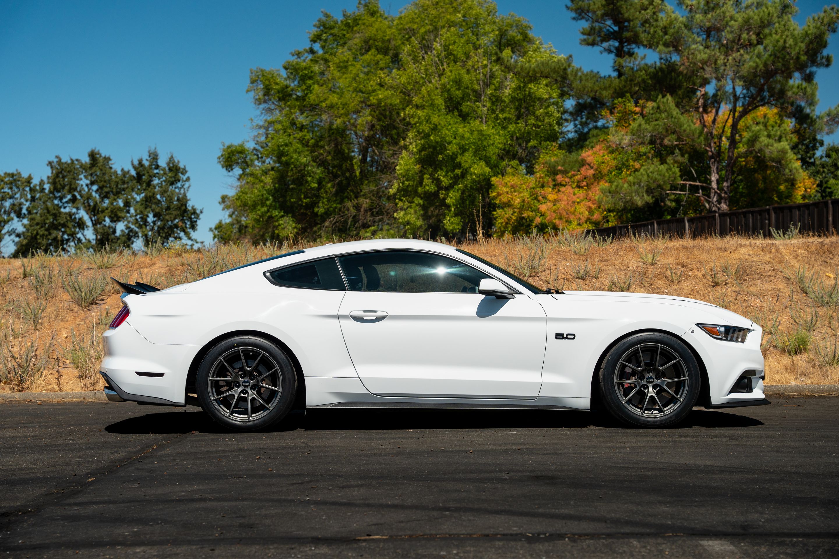 White Ford S550 Mustang GT with 18" VS-5 Apex wheels in Anthracite
