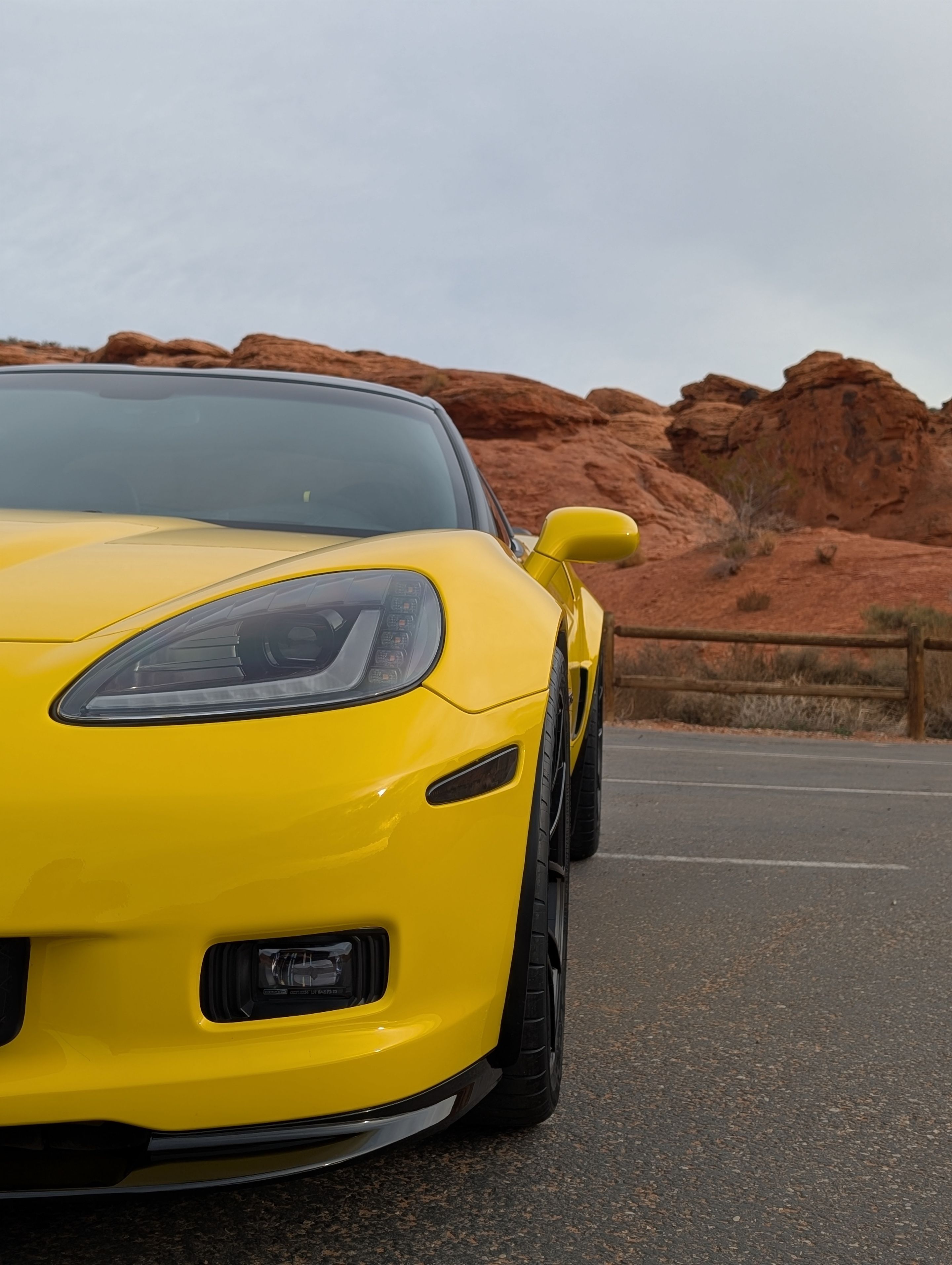 Yellow Chevrolet C6 Corvette Z06 with 19" VS-5RS Apex wheels in Satin Black