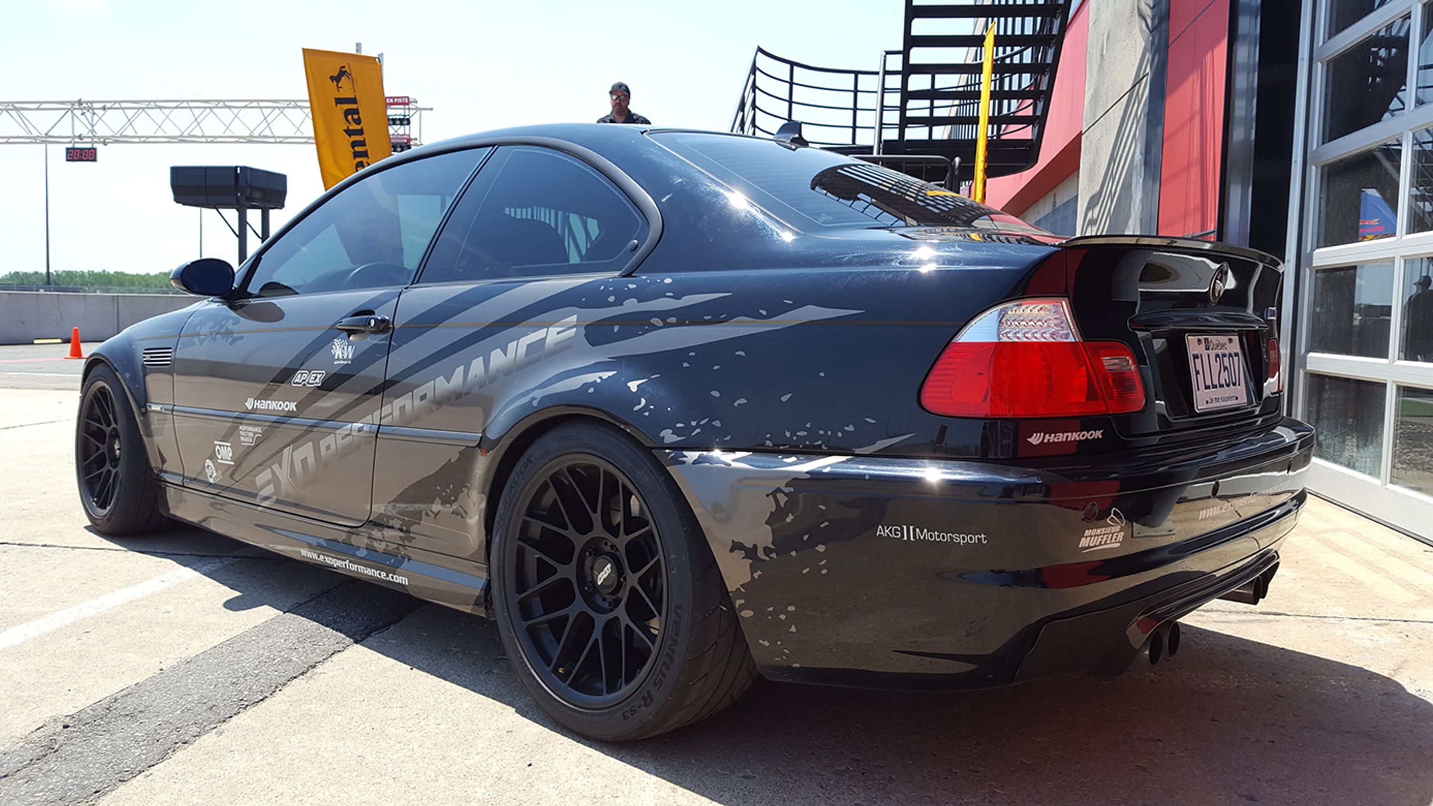 Black BMW E46 M3 with 18" ARC-8 Apex wheels in Satin Black