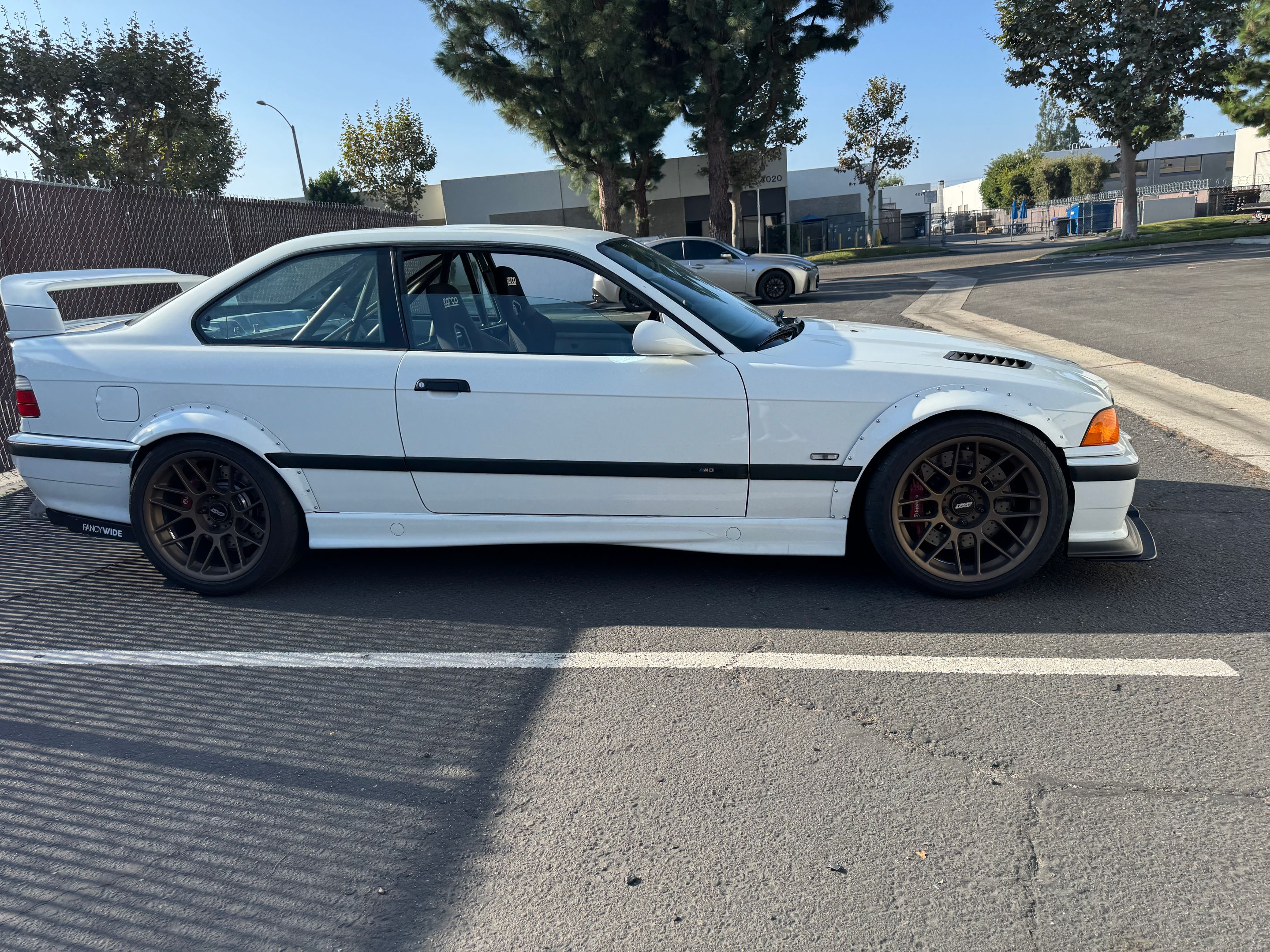 White BMW E36 M3 with 18" ARC-8 Apex wheels in Satin Bronze