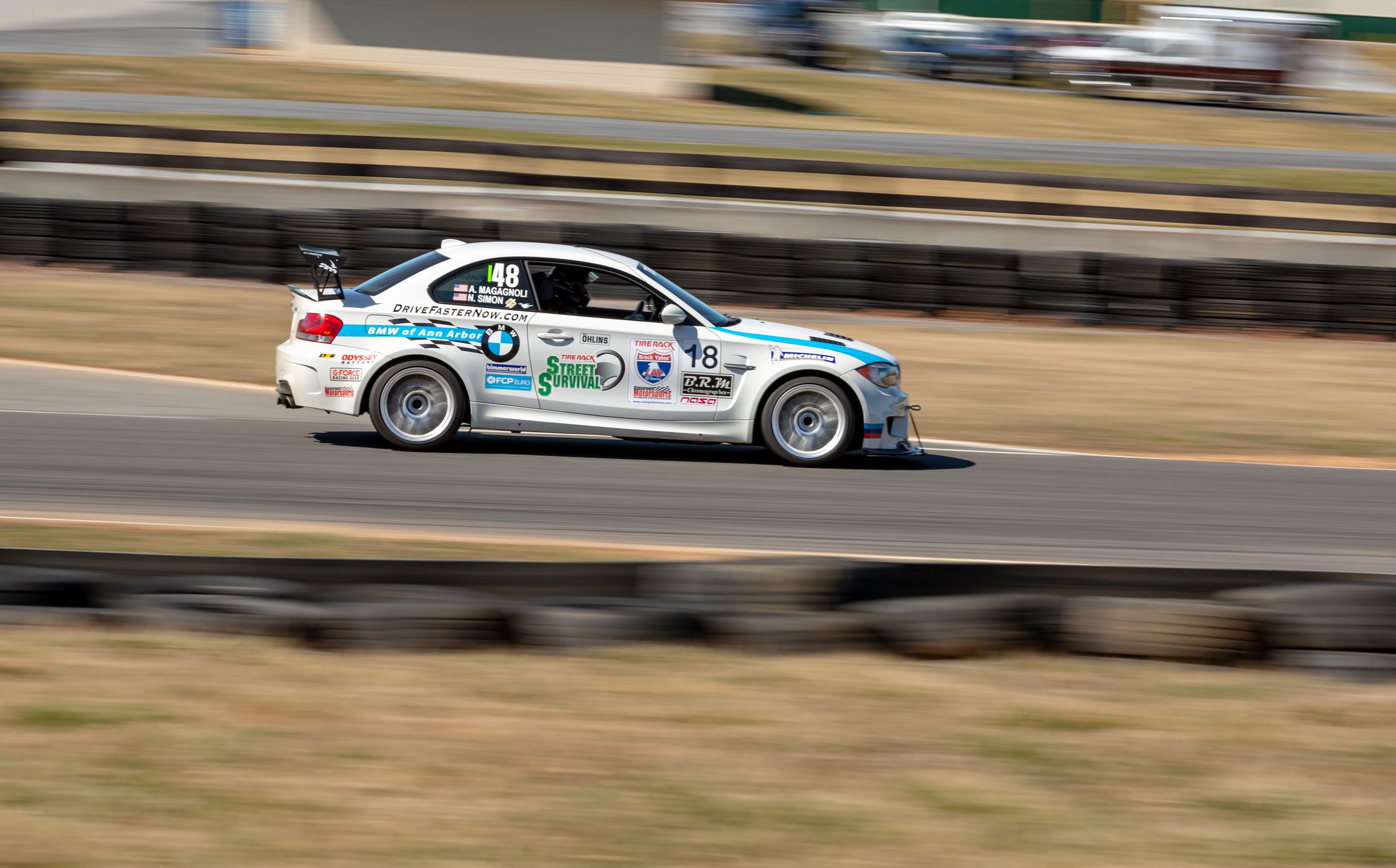 White BMW E82 1M with 18" ARC-8 Apex wheels in Hyper Silver
