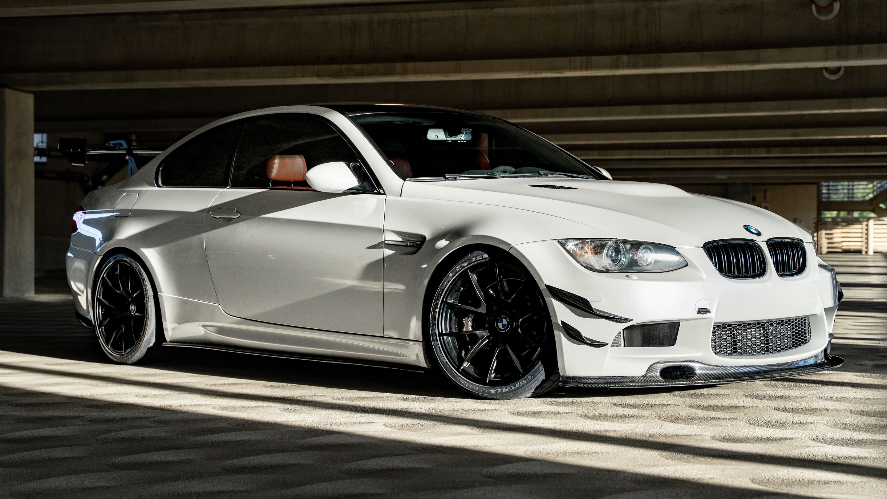 White BMW E92 Coupe M3 with 18" VS-5RS Apex wheels in Satin Black