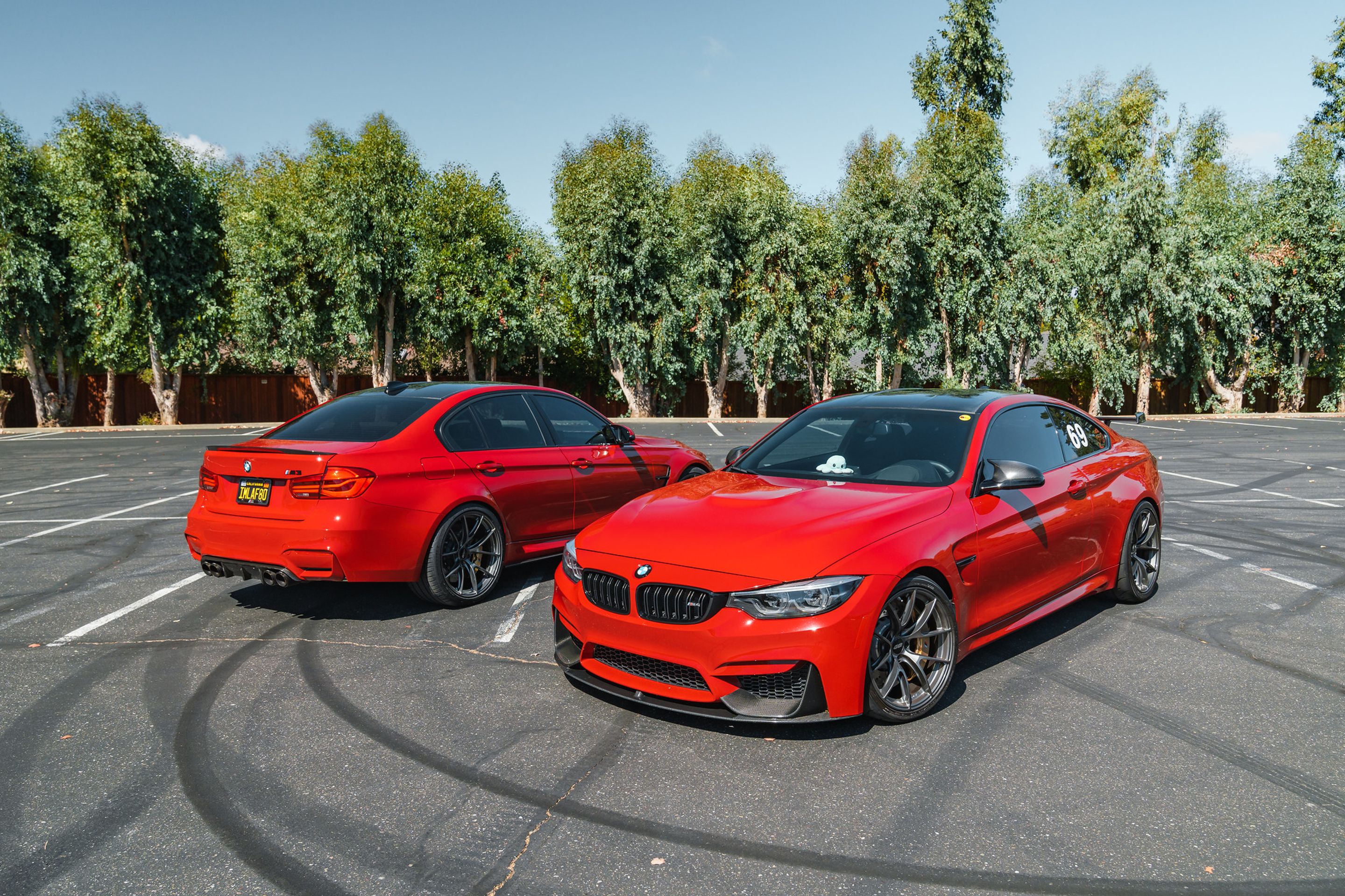 Red BMW F82 Coupe M4 with 19" VS-5RS Apex wheels in Anthracite