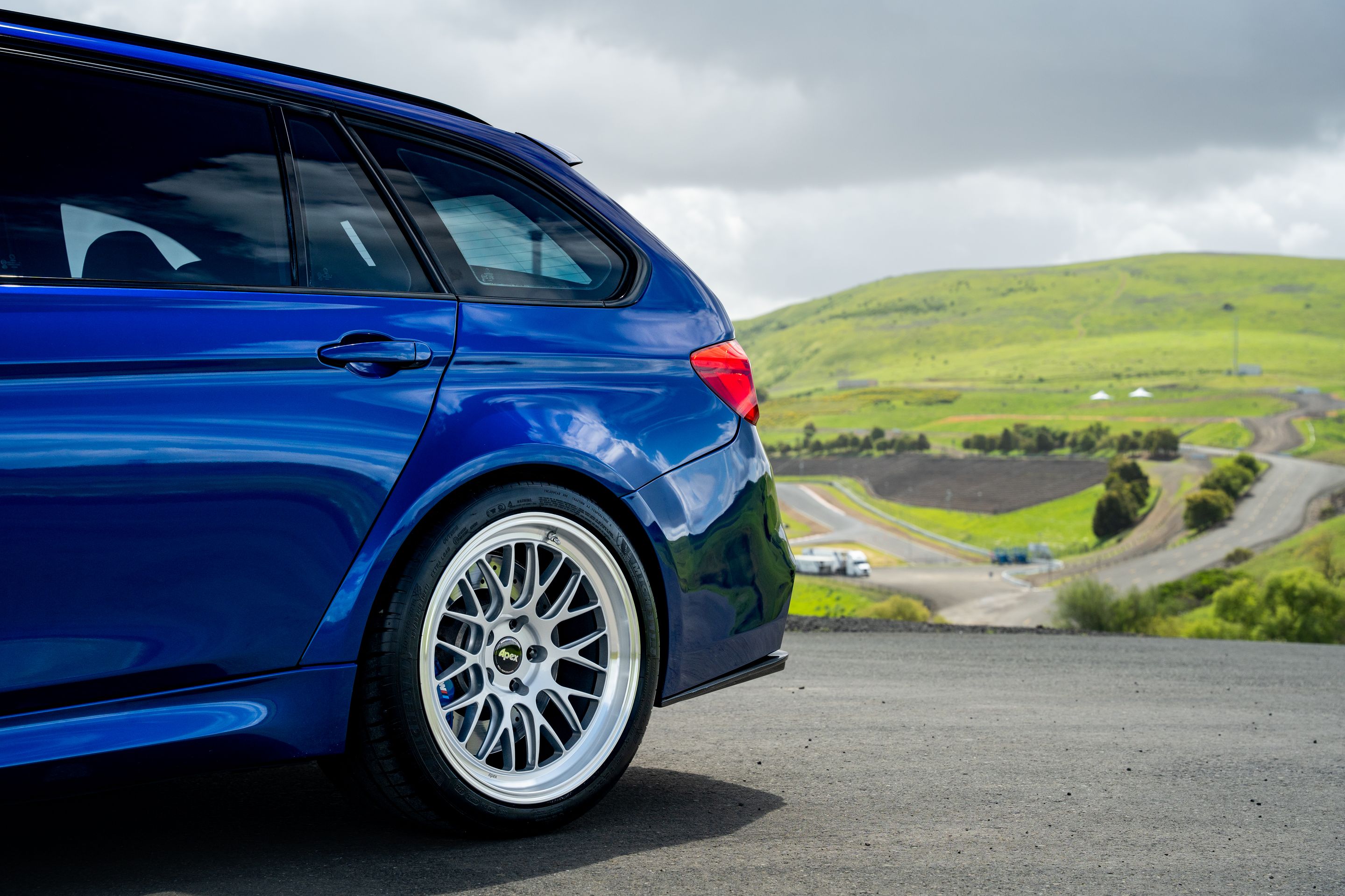 Blue BMW F80 M3 with 19" ML-10RT Apex wheels in Machined Lip Race Silver