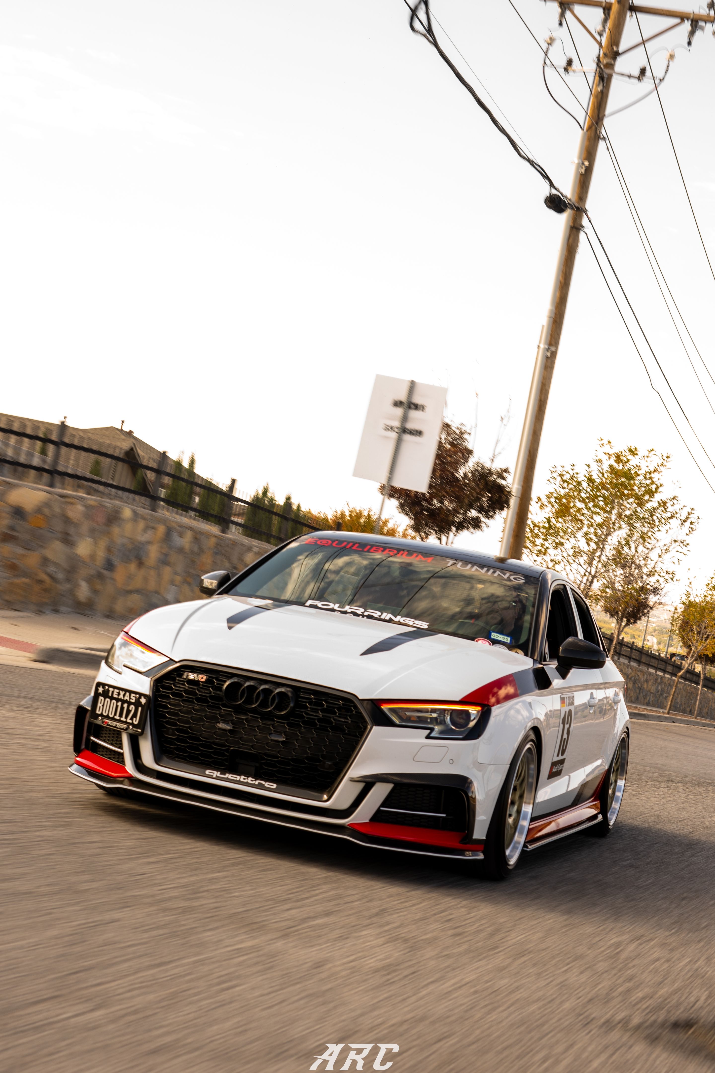 Race Livery Audi 8V A3 with 18" ML-10RT Apex wheels in Machined Lip Gloss Motorsport Gold