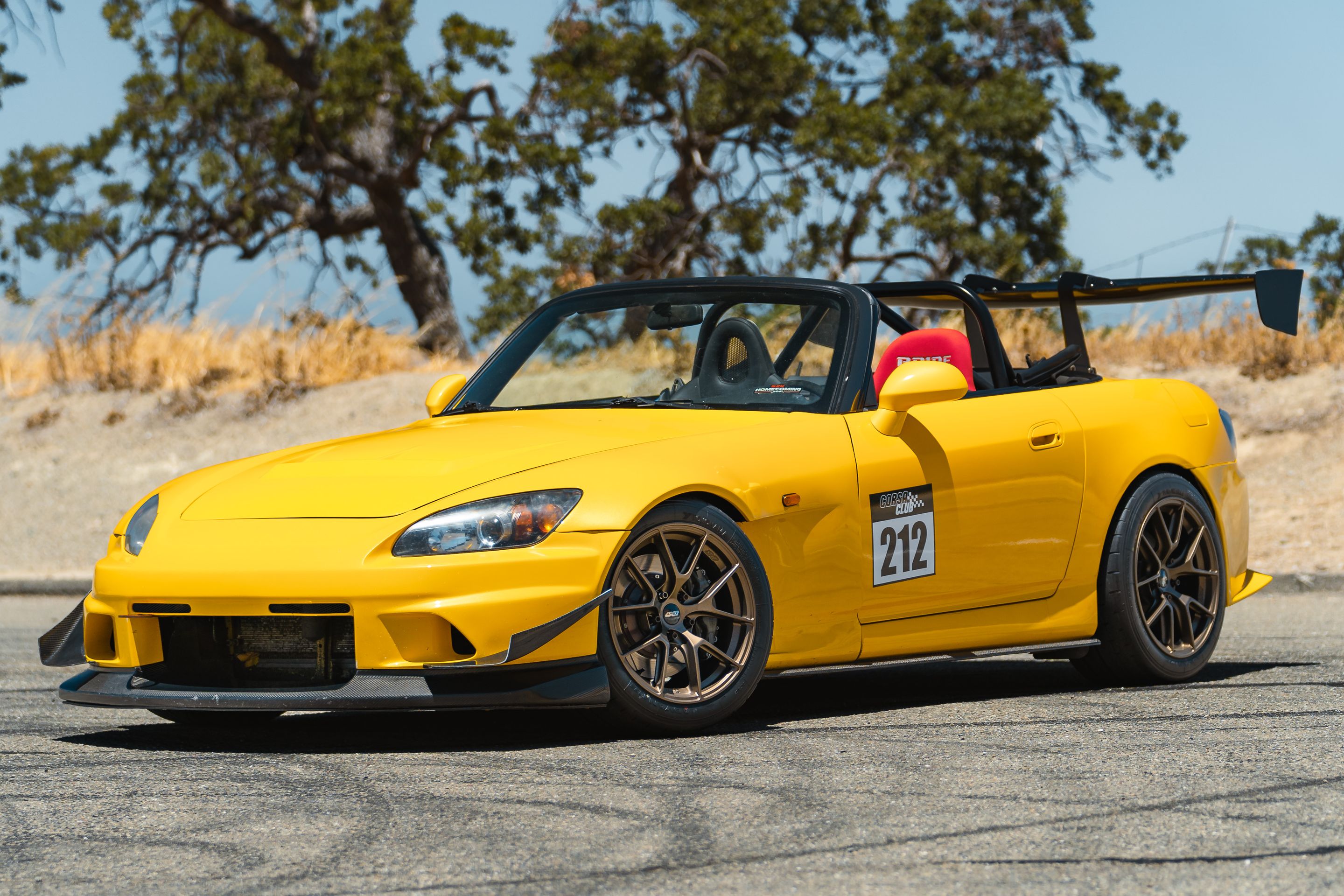 Yellow Honda S2000 with 17" VS-5RS Apex wheels in Satin Bronze