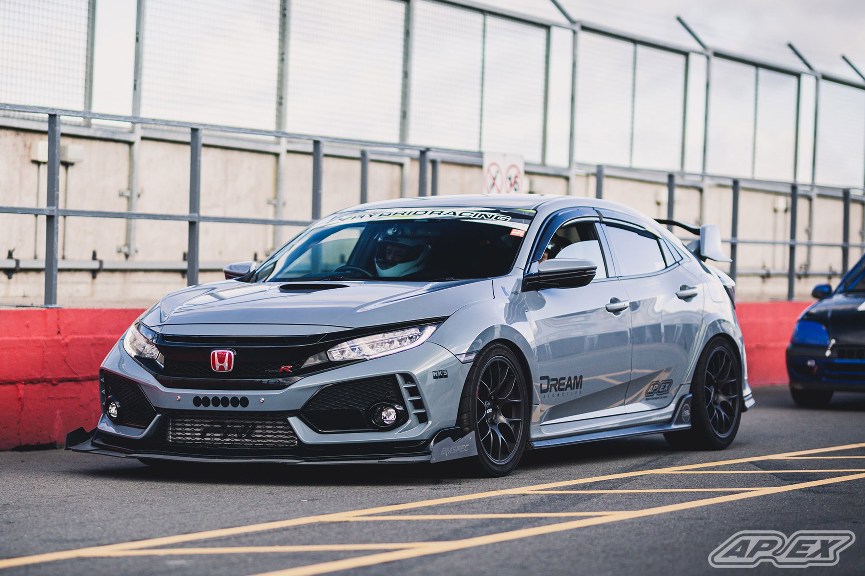 Grey Honda FK8 Civic Type-R with 18" EC-7 Apex wheels in Satin Black
