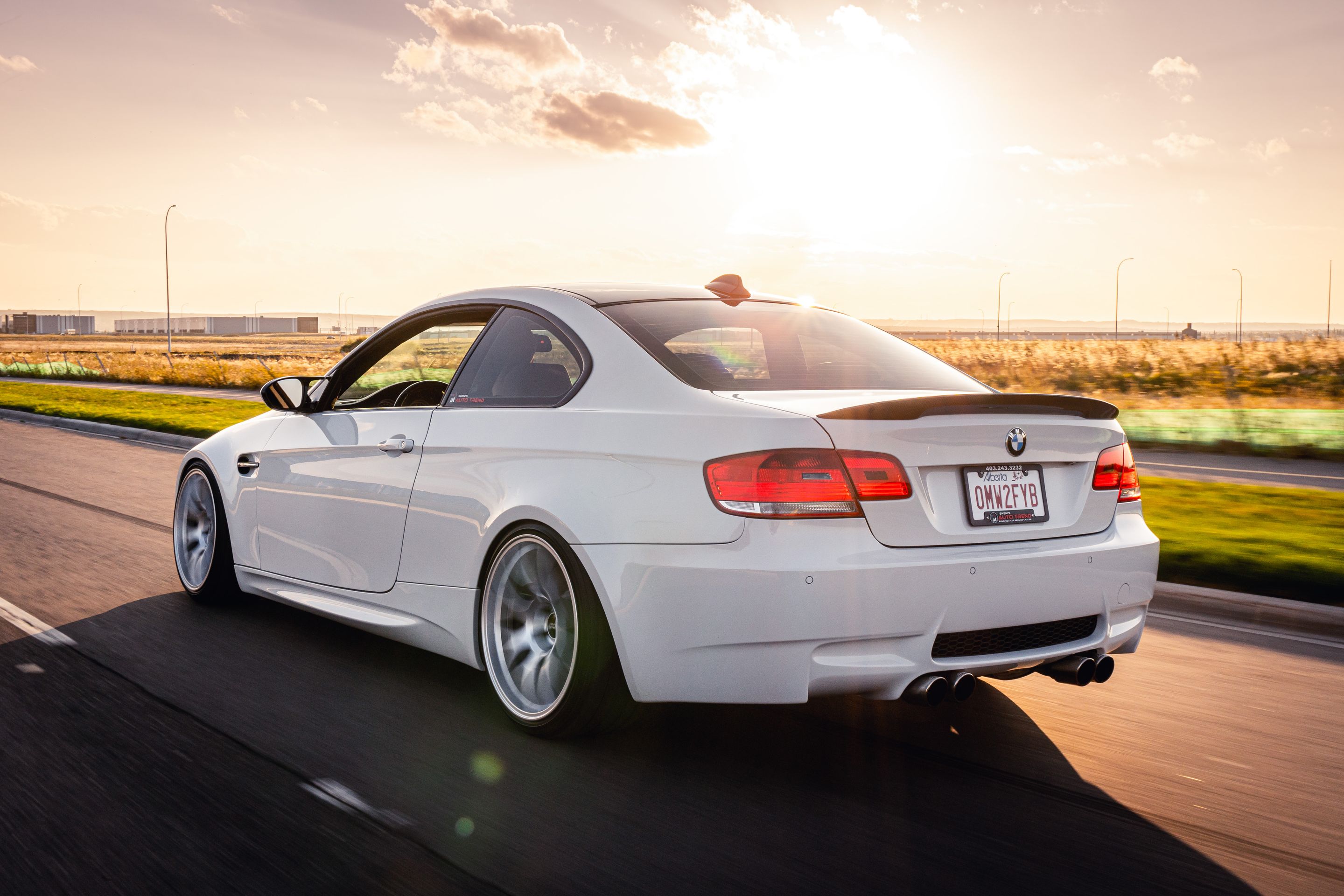 White BMW E92 Coupe M3 with 19" EC-7 Apex wheels in Race Silver