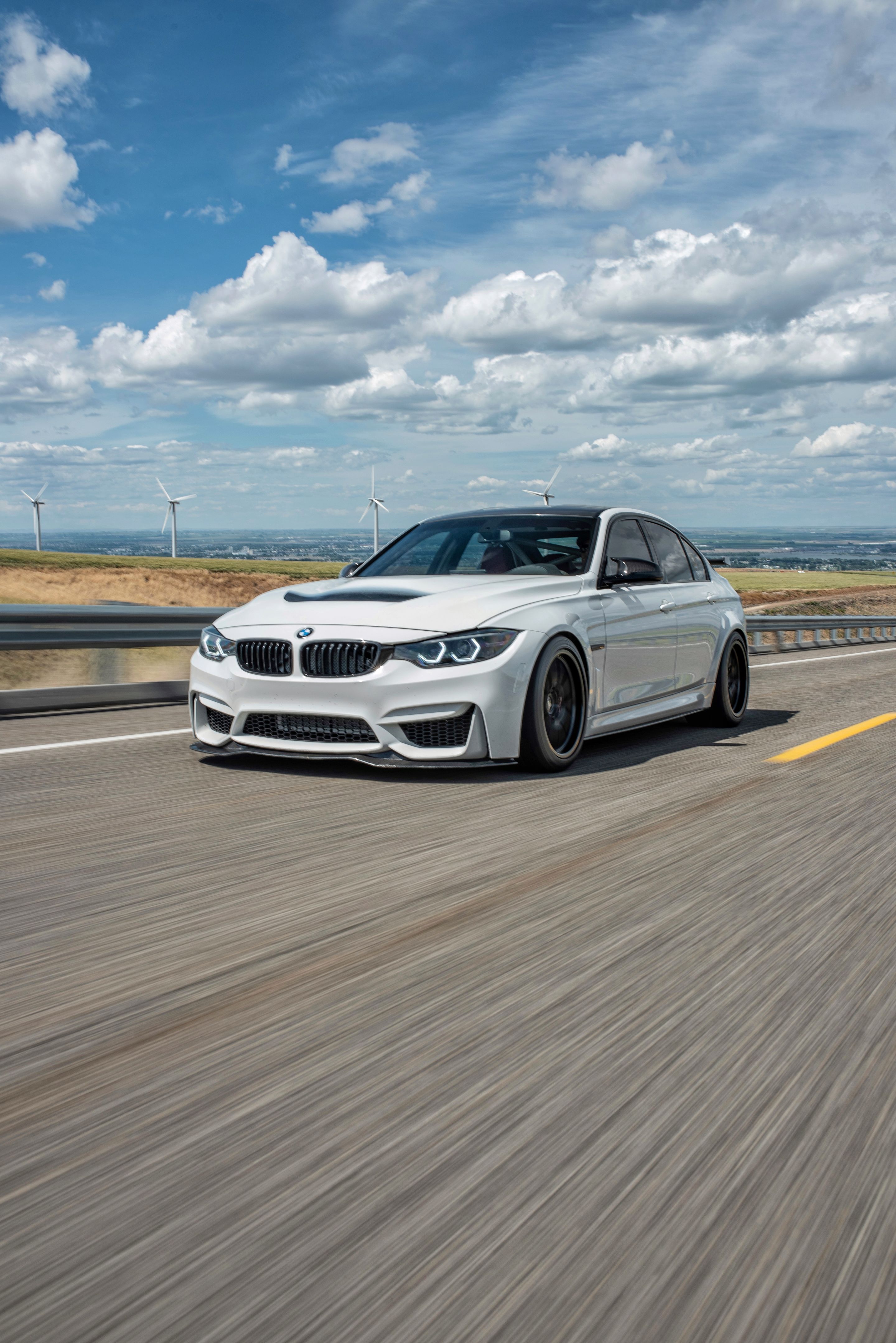 White BMW F80 M3 with 18" FL-5 Apex wheels in Satin Black