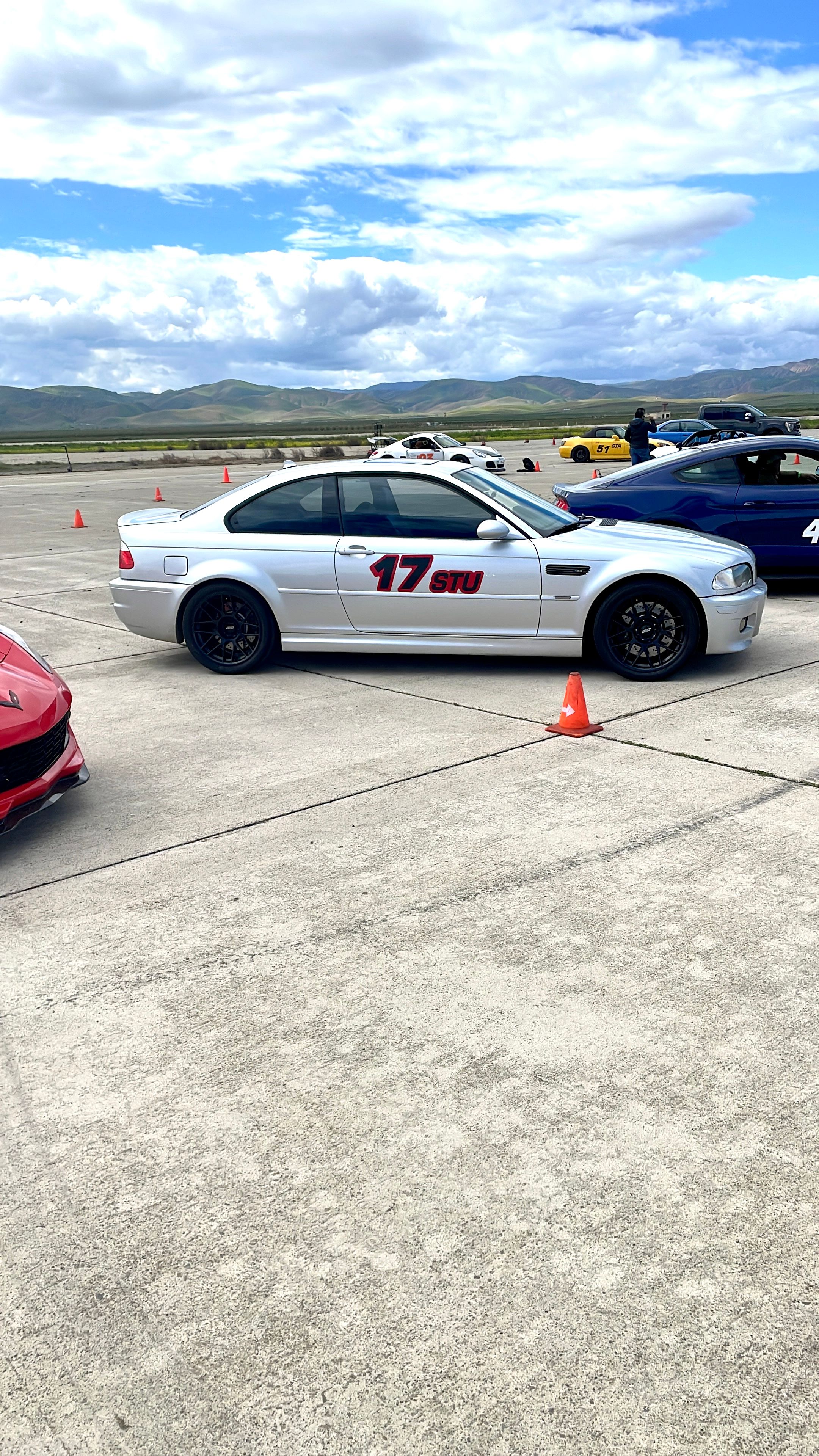 Silver BMW E46 M3 with 18" ARC-8 Apex wheels in Satin Black