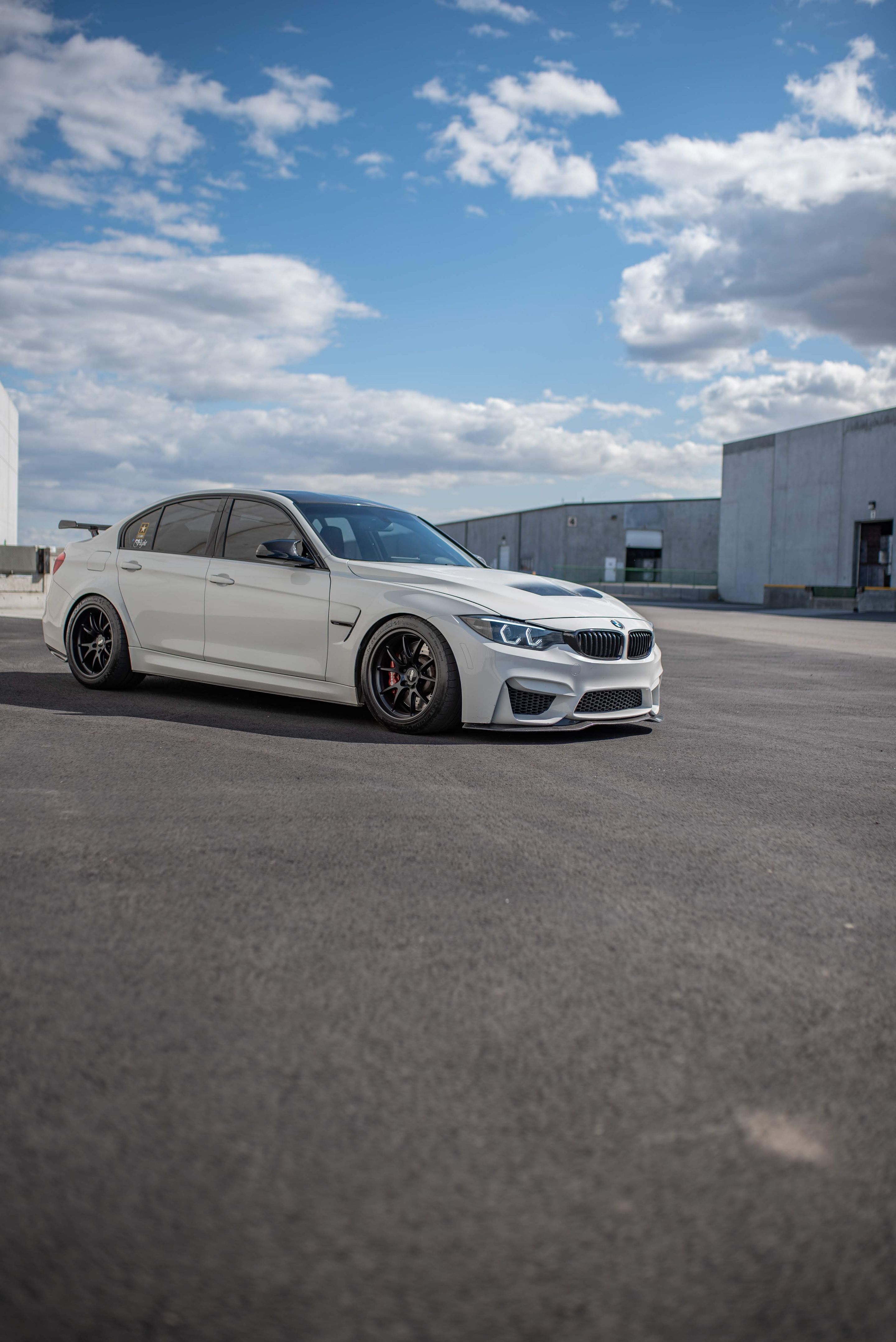 White BMW F80 M3 with 18" FL-5 Apex wheels in Satin Black