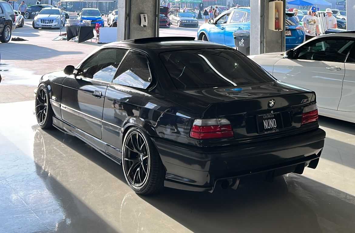 Black BMW E36 M3 with 17" VS-5RS Apex wheels in Anthracite
