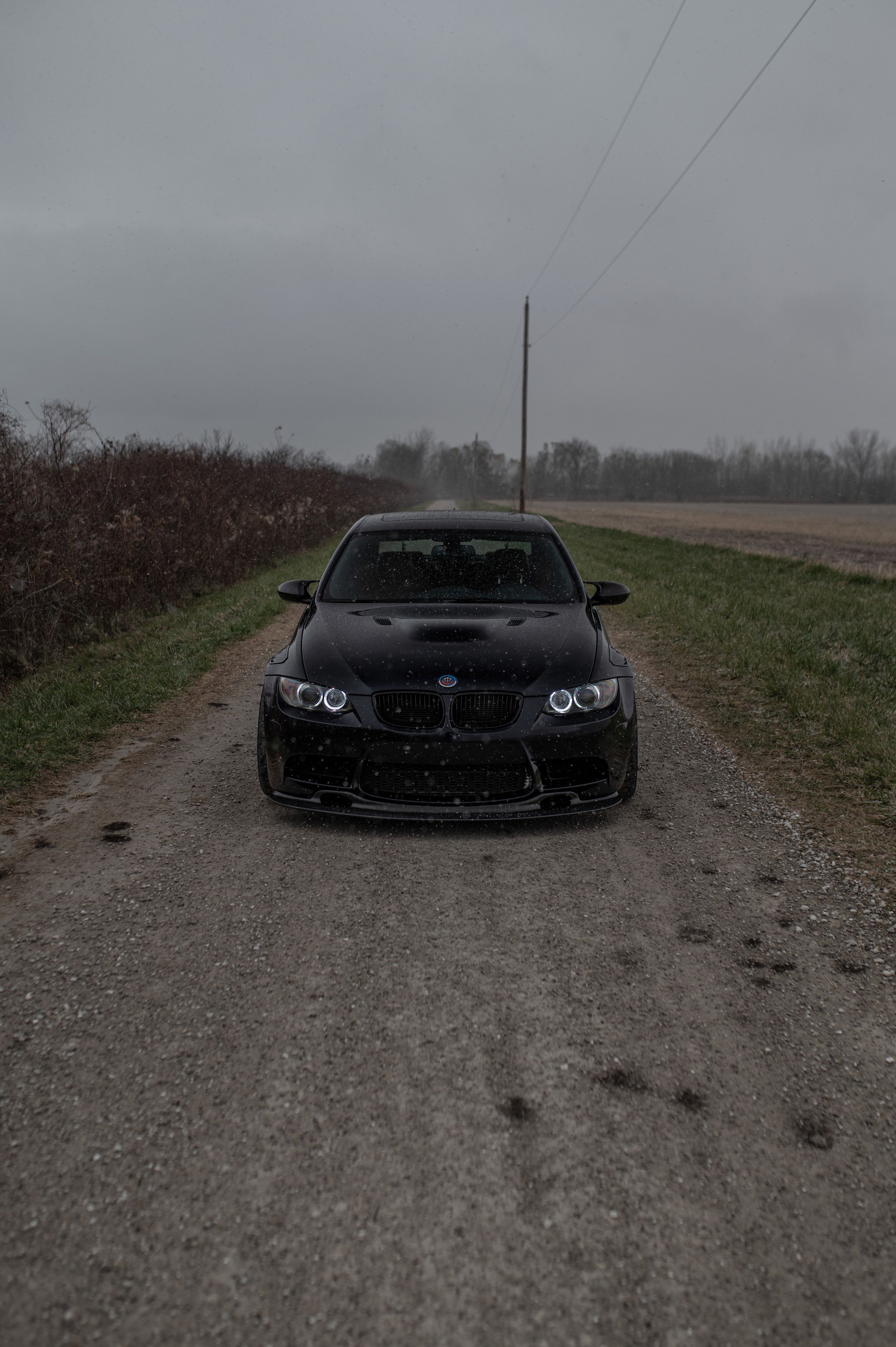 Black BMW E90 Sedan M3 with 18" ARC-8 Apex wheels in Satin Black