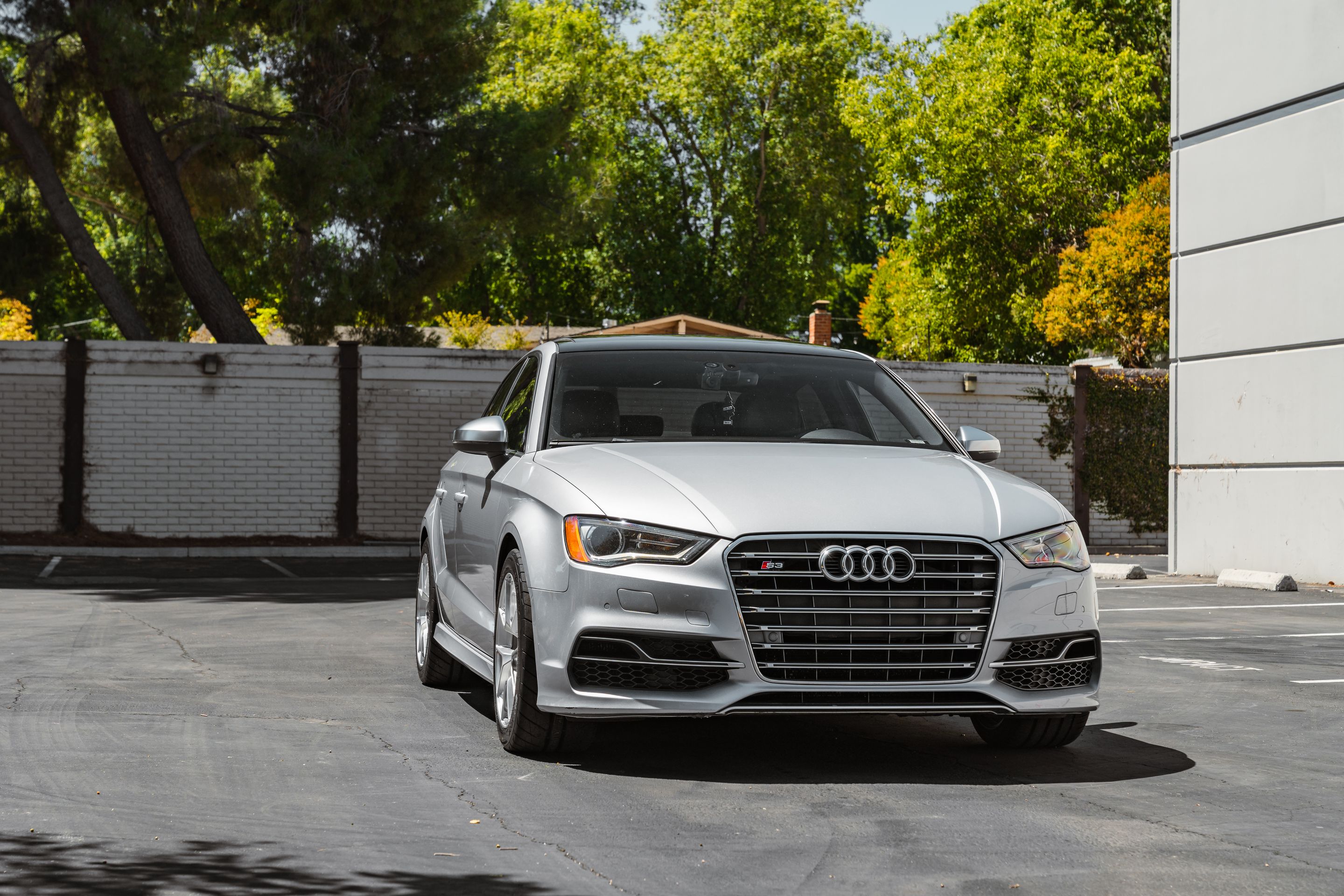 Silver Audi 8V S3 with 17" VS-5RS Apex wheels in Brushed Clear