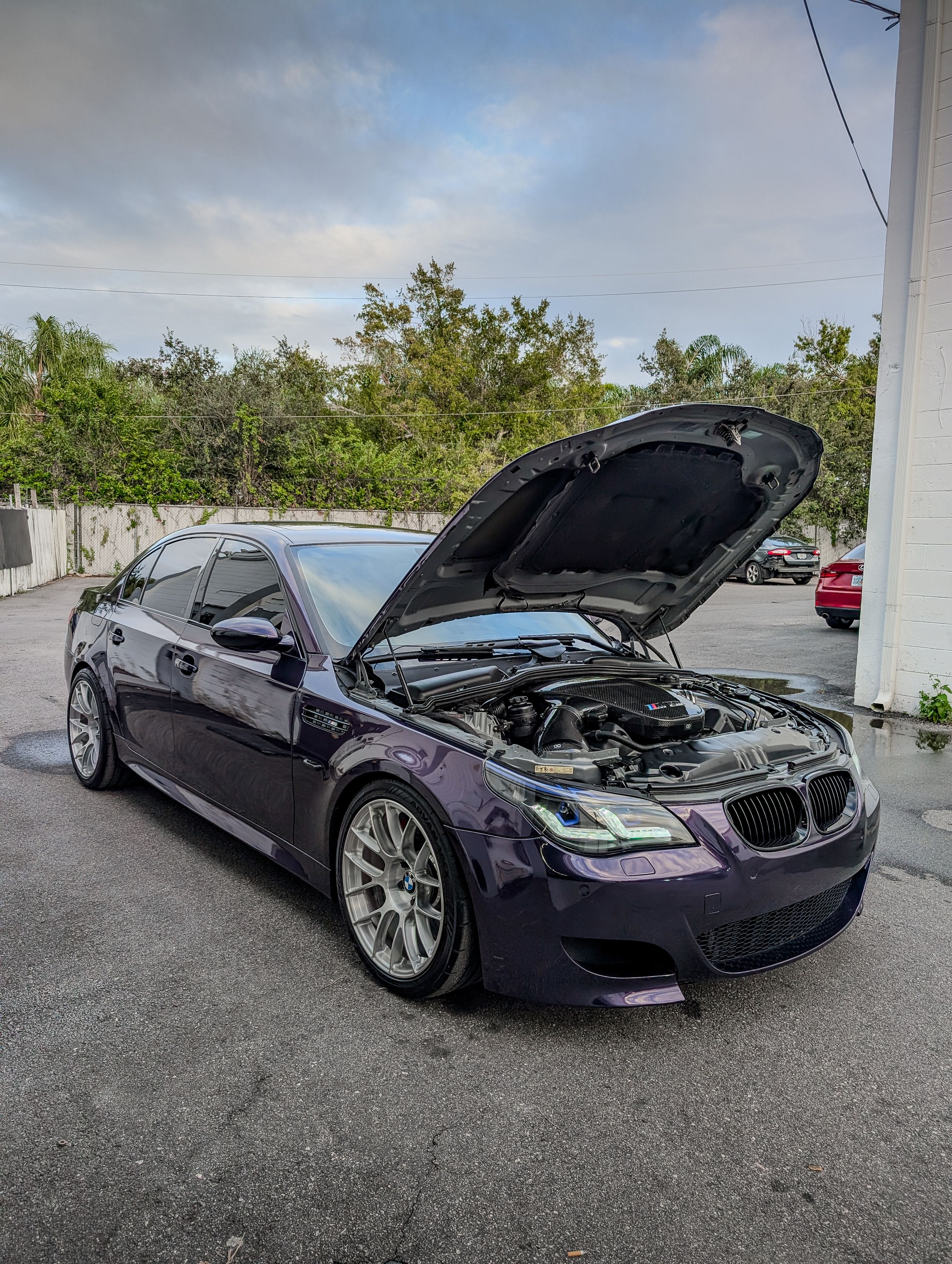 Purple BMW E60 M5 with 19" EC-7RS Apex wheels in Brushed Clear