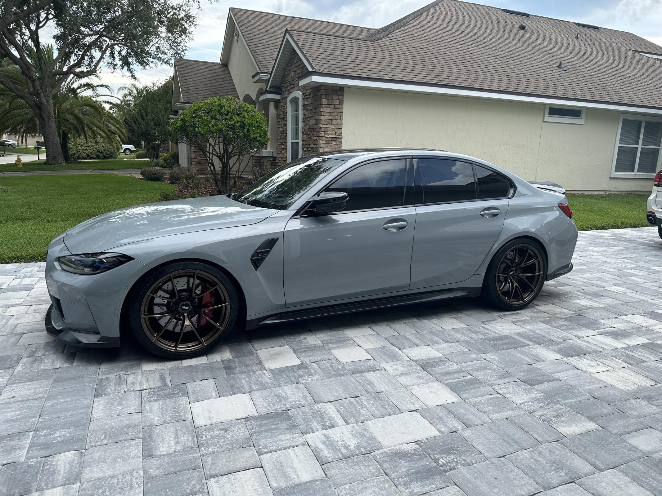 Grey BMW G80 M3 with 20" VS-5RS Apex wheels in Satin Bronze