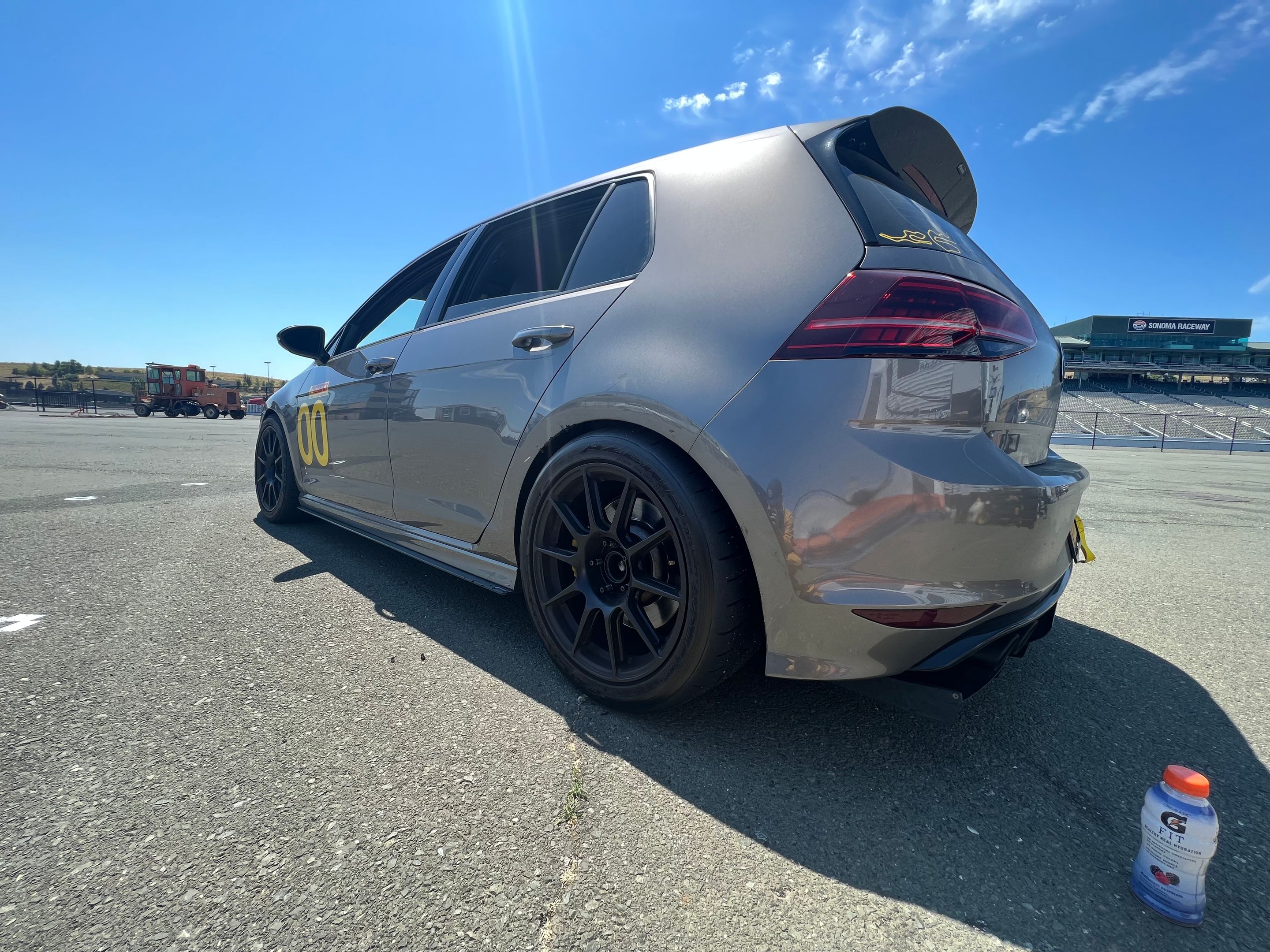 Grey VW MK7 Golf R with 17" SM-10 Apex wheels in Satin Black