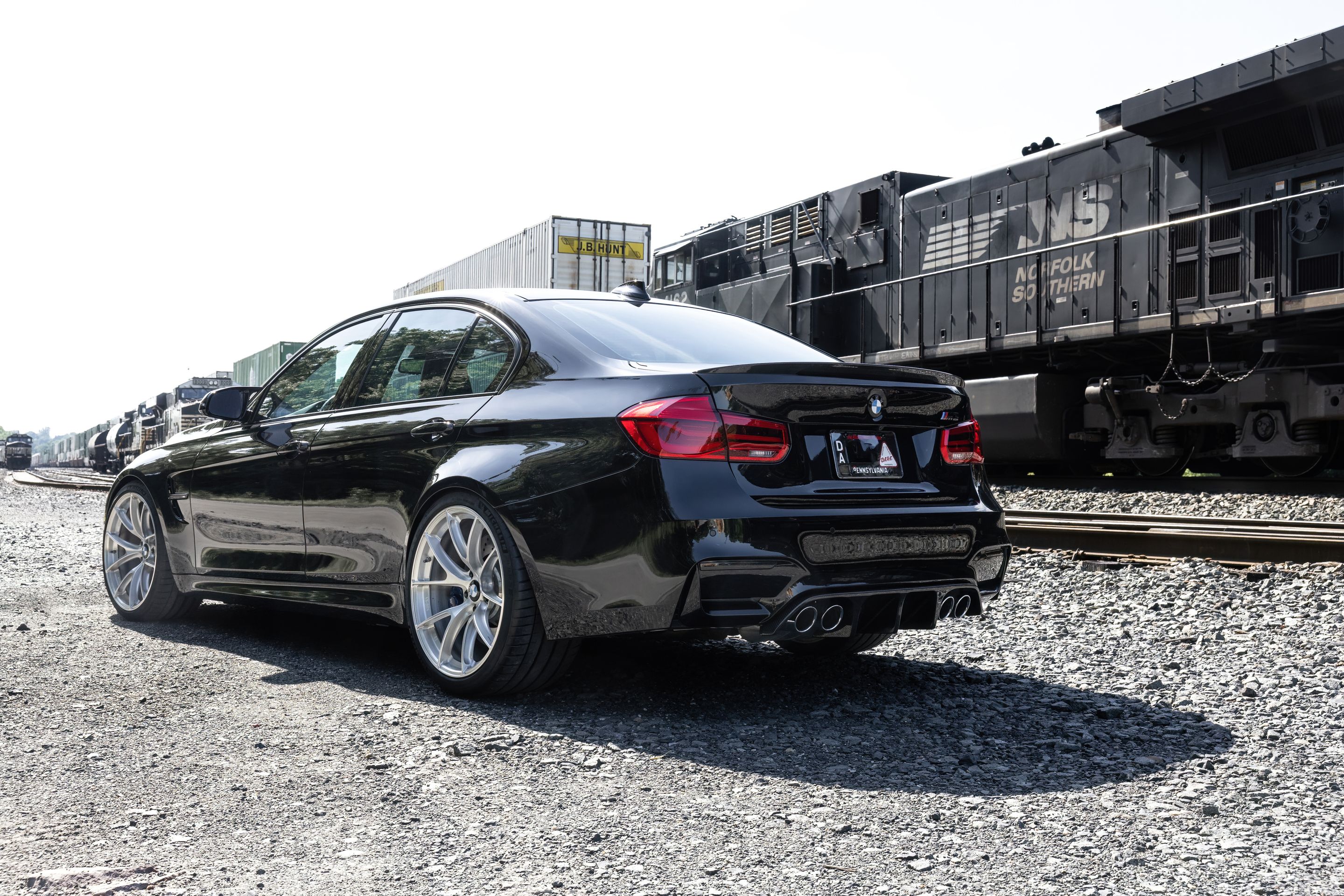 Black BMW F80 M3 with 20" VS-5RS Apex wheels in Brushed Clear