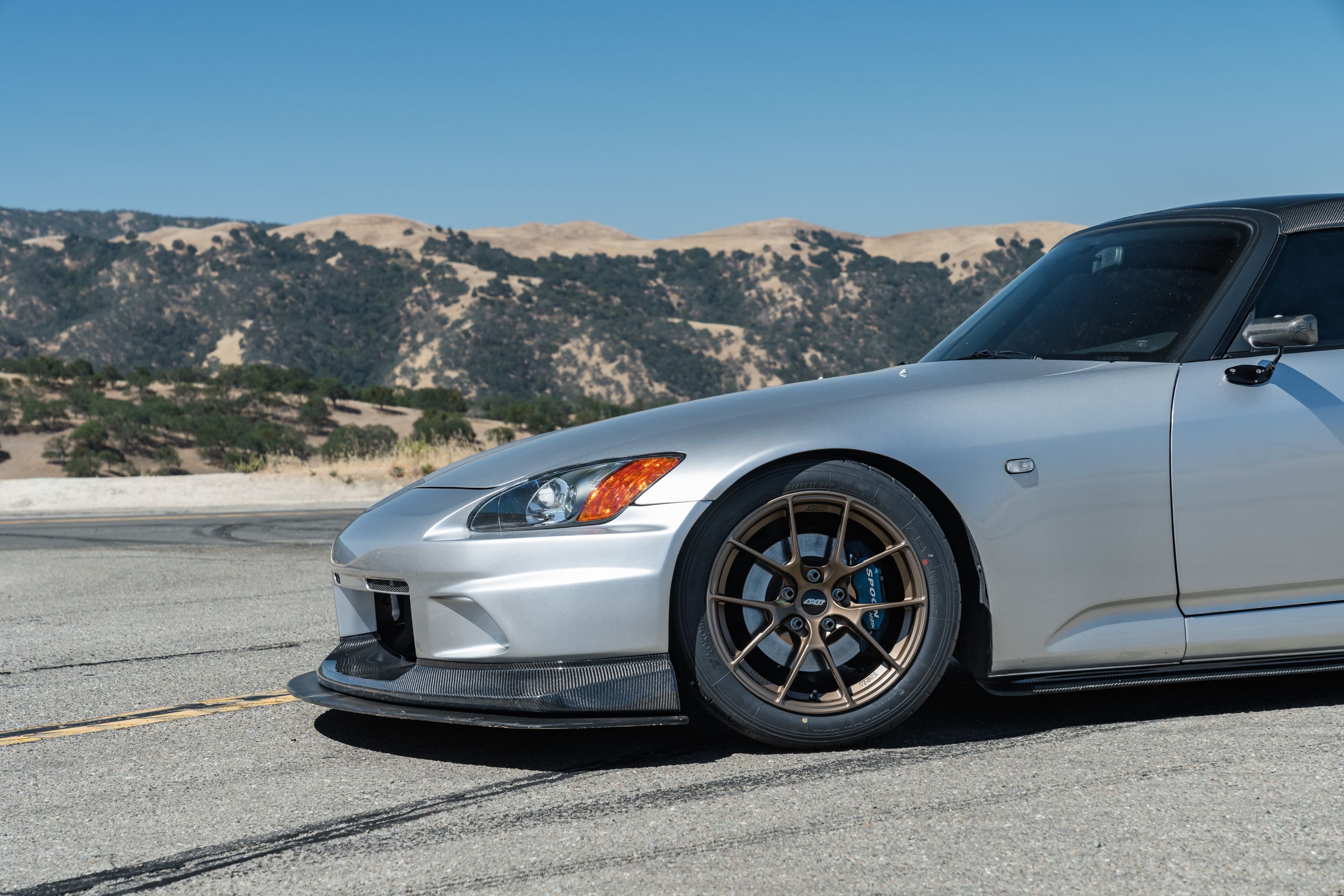 Silver Honda S2000 with 17" VS-5RS Apex wheels in Satin Bronze