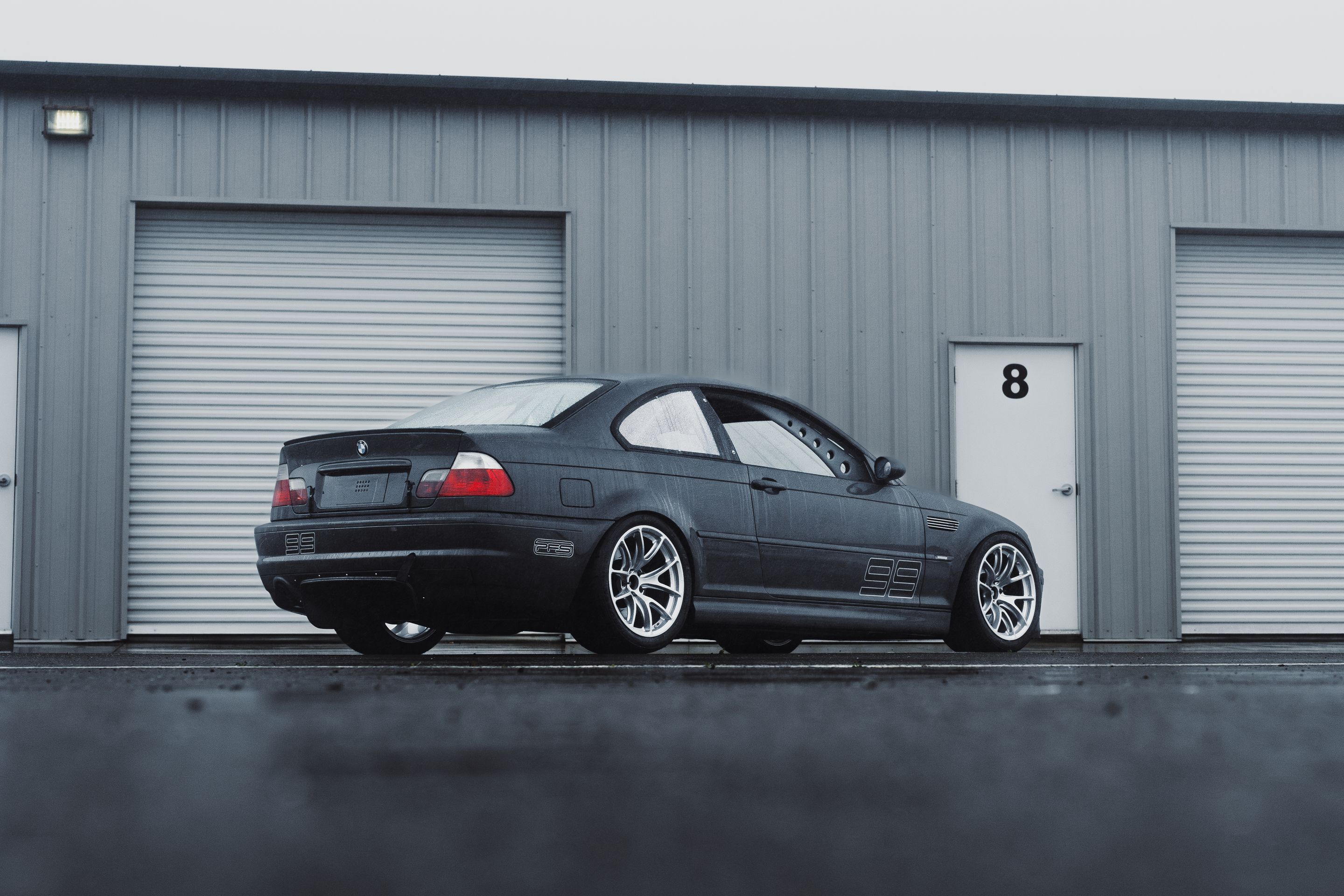 Grey BMW E46 M3 with 18" VS-5RE Apex wheels in Race Silver