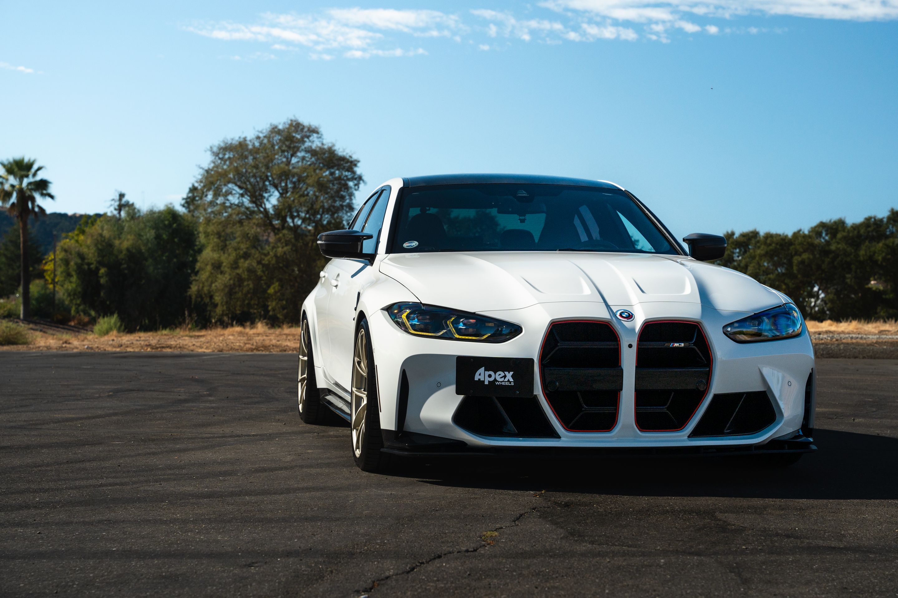 White BMW G80 M3 with 20" VS-5RS Apex wheels in Motorsport Gold