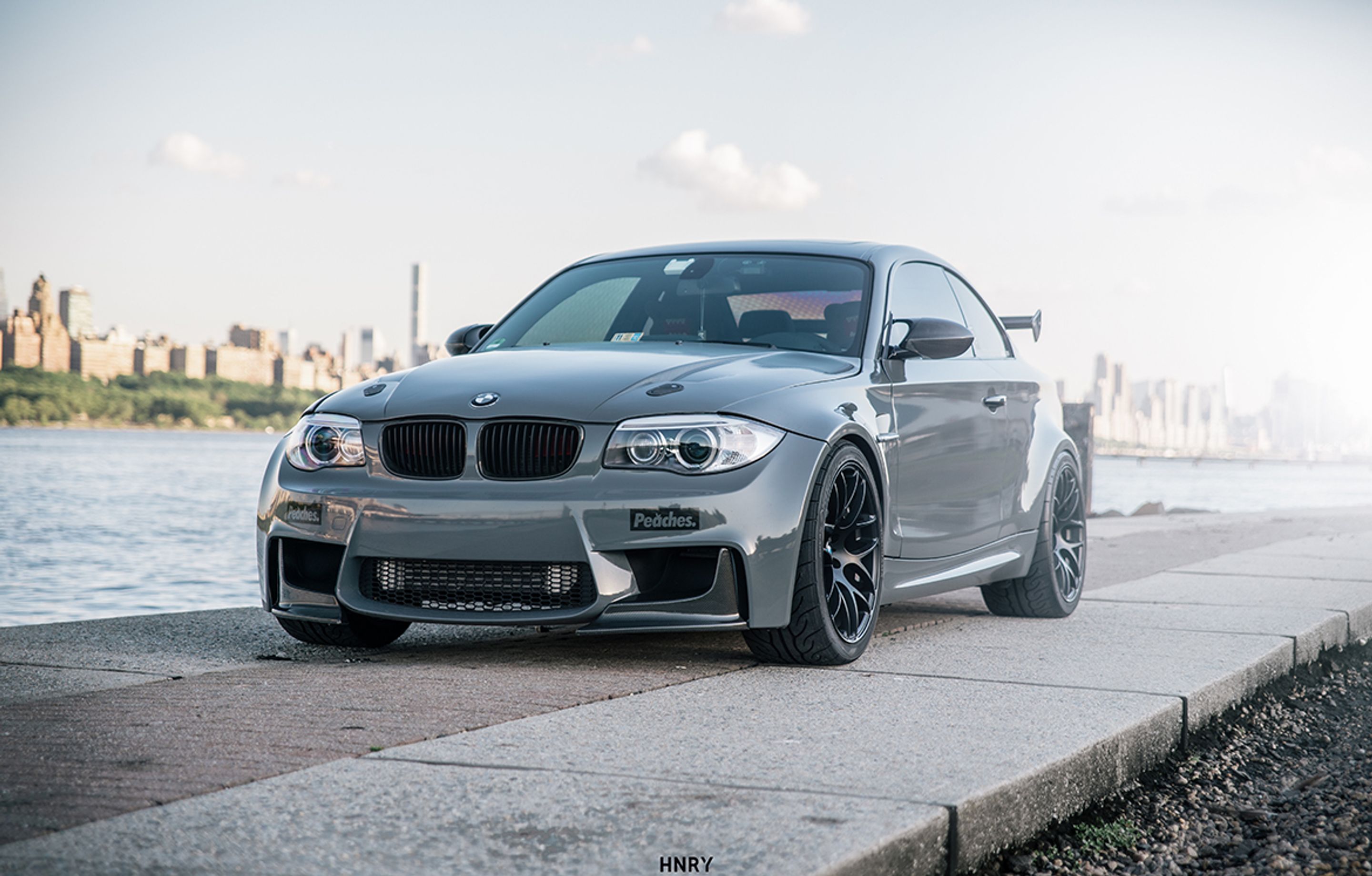 Grey BMW E82 Coupe 1 Series with 19" EC-7 Apex wheels in Satin Black