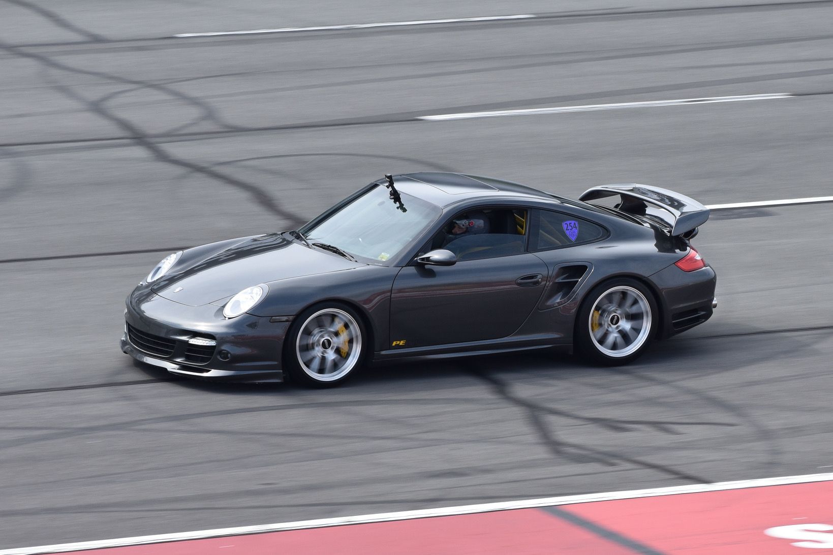 Grey Porsche 911 997 Turbo with 19" VS-5RS Apex wheels in Brushed Clear