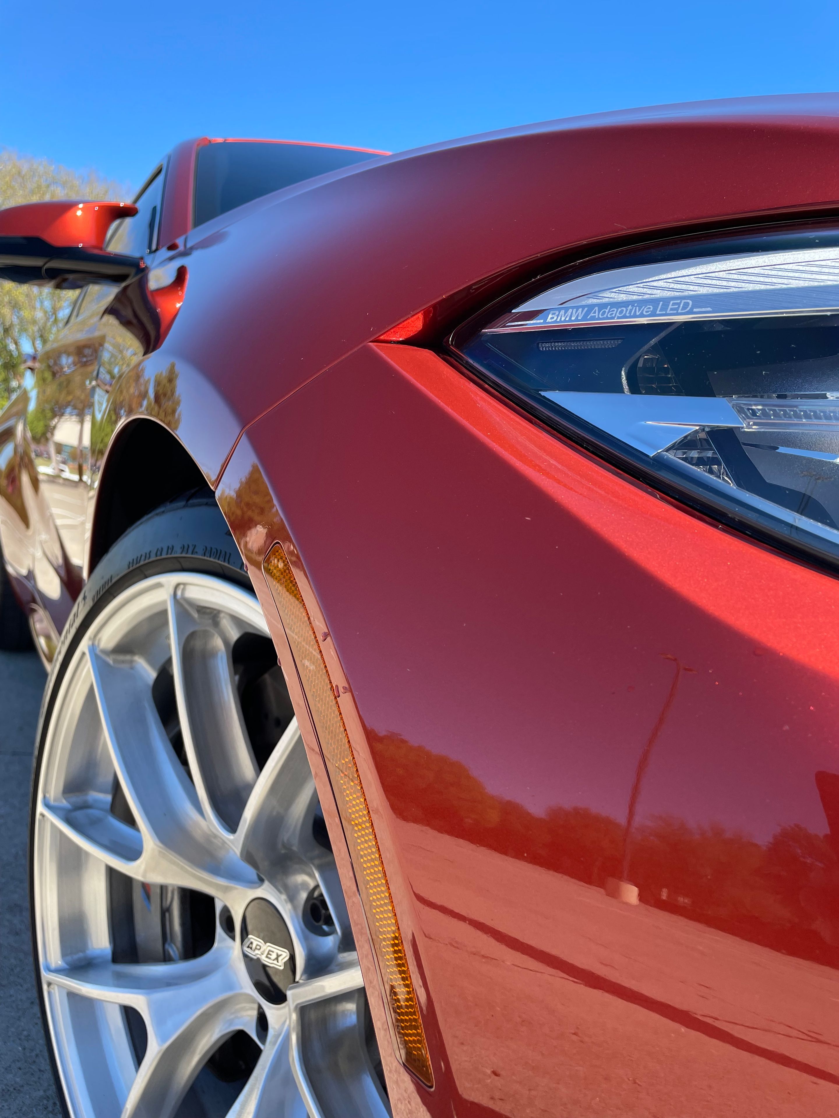 Orange BMW F87 M2 with 19" VS-5RS Apex wheels in Brushed Clear