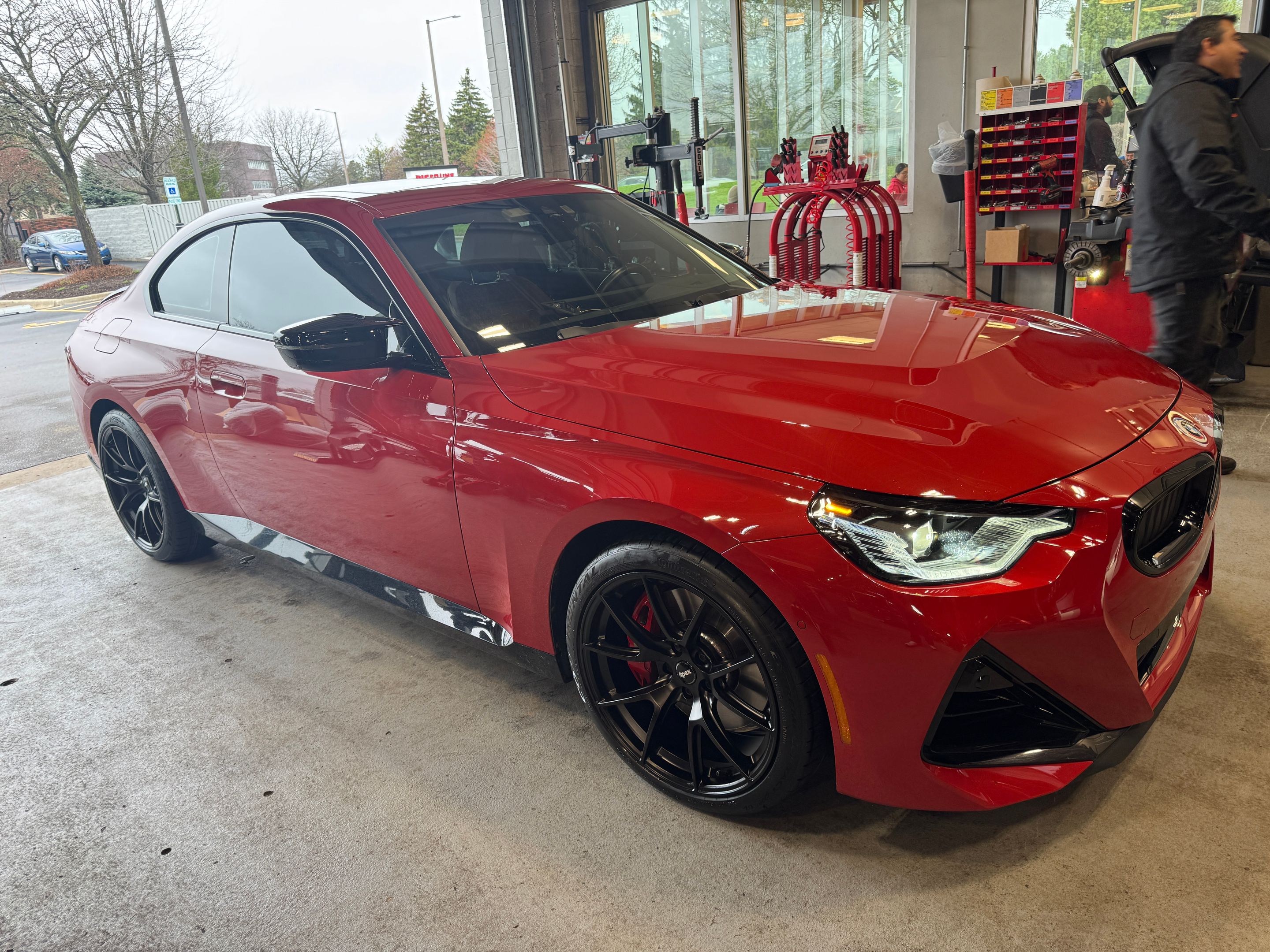Red BMW G42 2 Series with 19" VS-5 Apex wheels in Satin Black