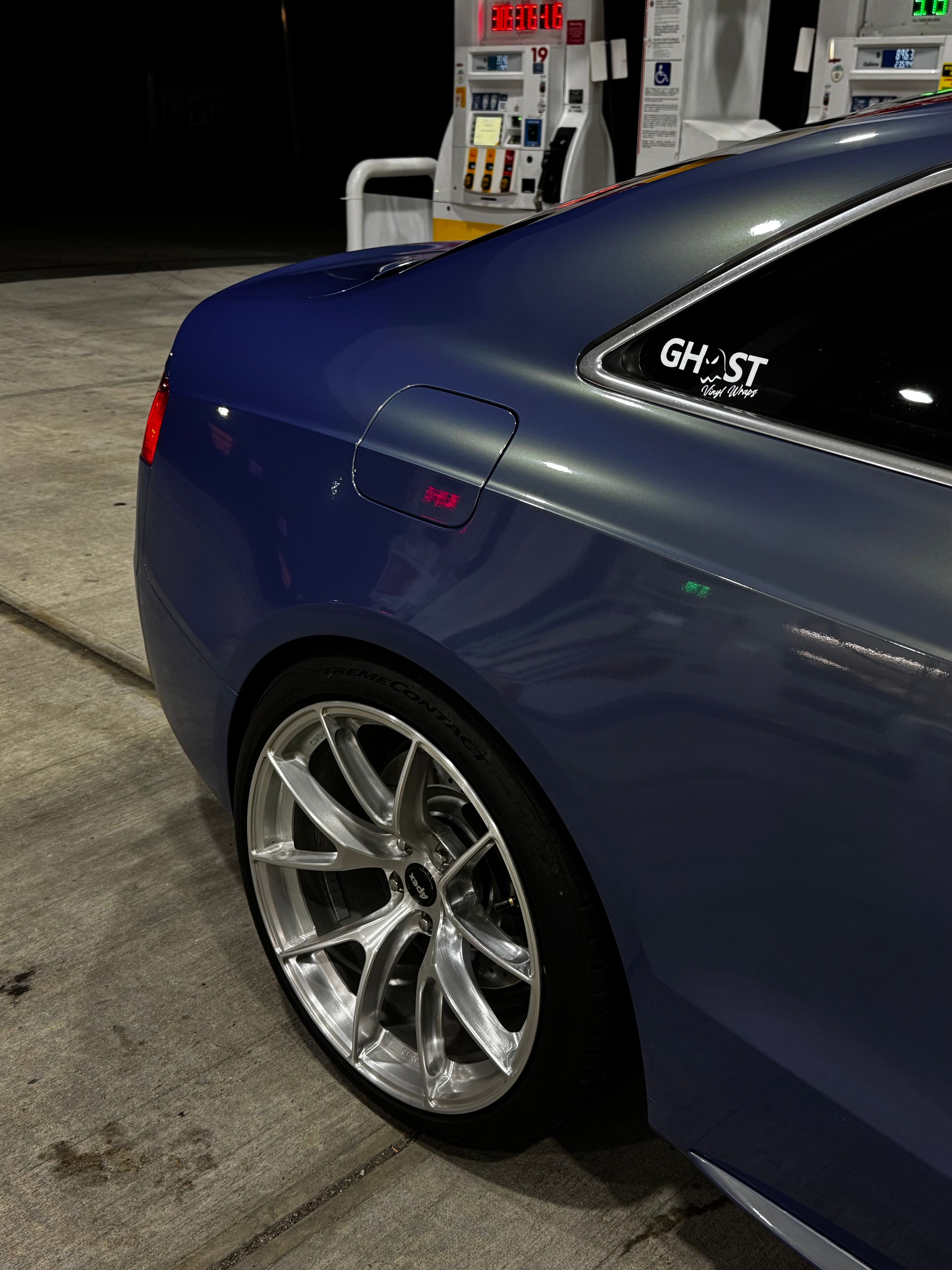 Blue Audi B8 S5 with 19" VS-5RS Apex wheels in Brushed Clear