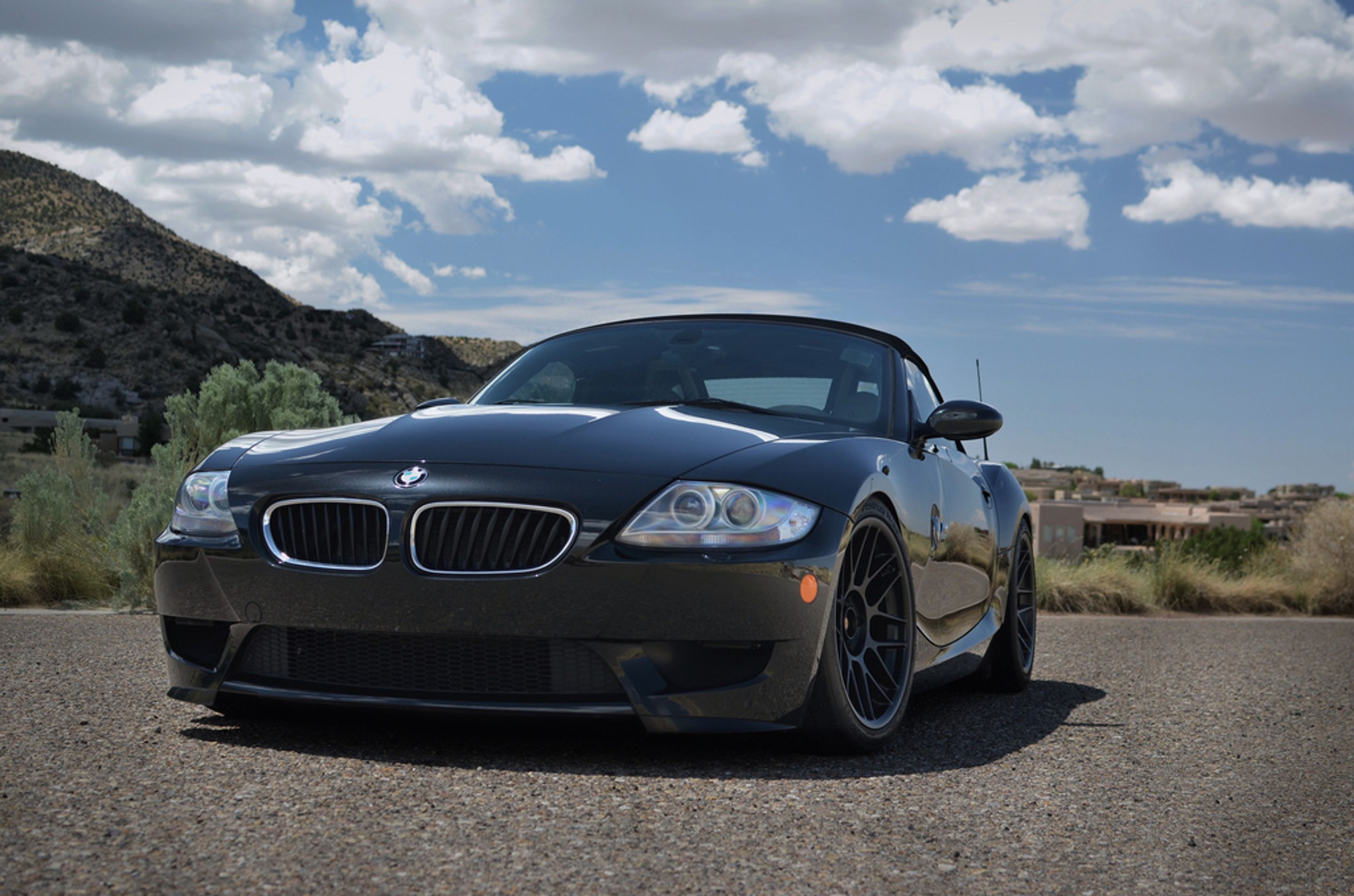 Black BMW E85 Roadster Z4 M with 18" ARC-8 Apex wheels in Satin Black